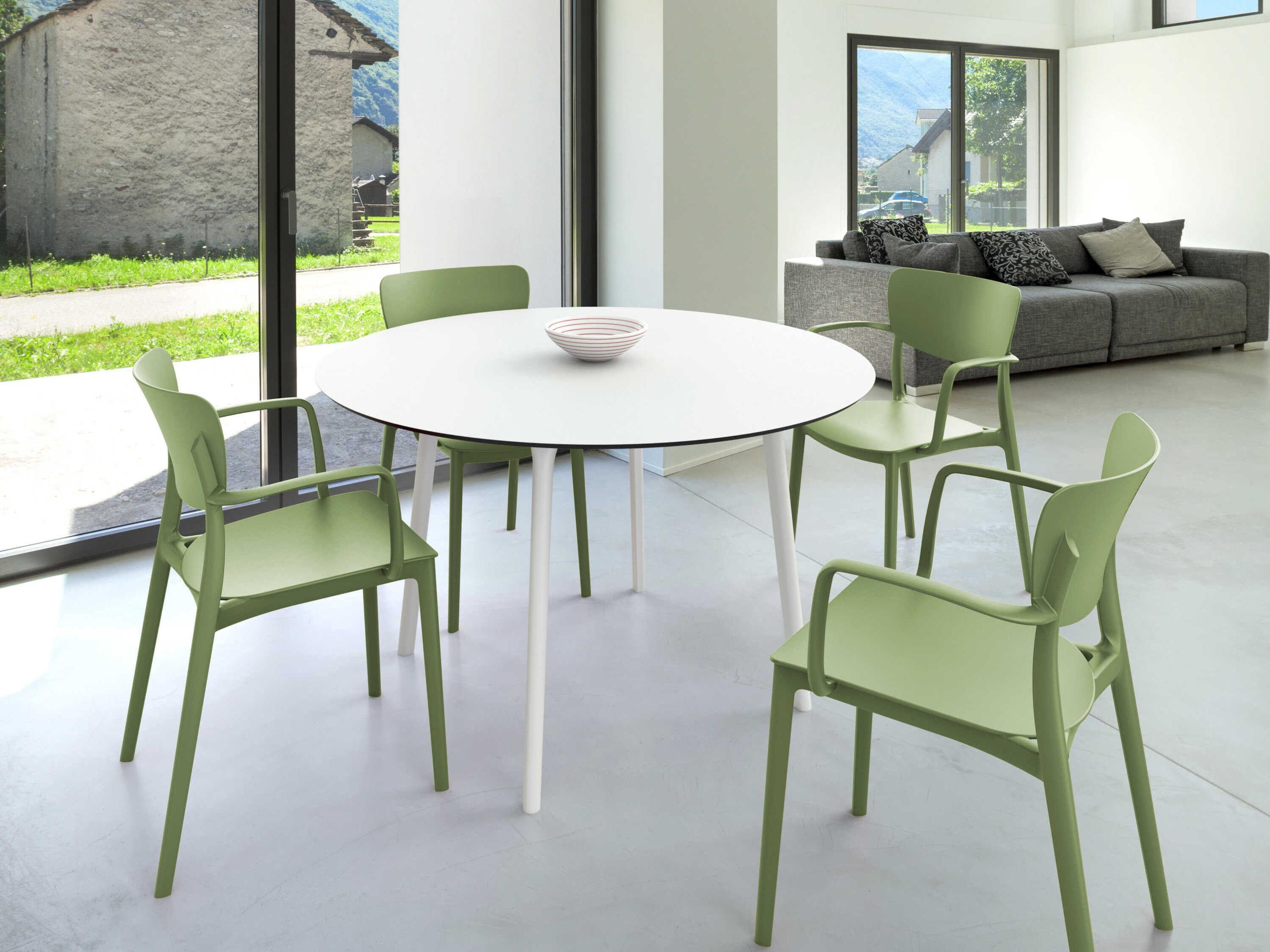 Lisa White Olive Green Resin Dining Set