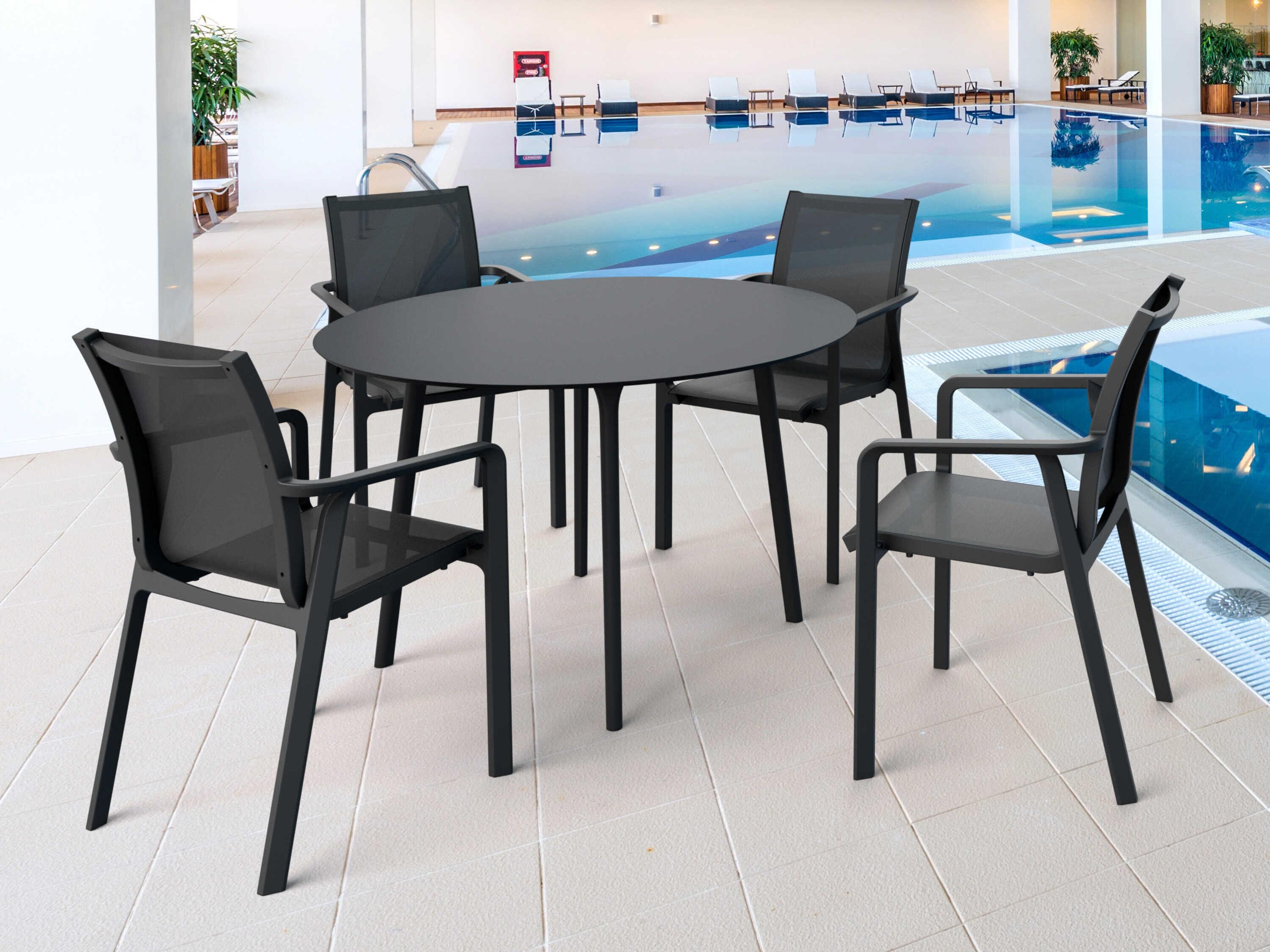 Compamia Maya Black Resin Round Dining Table