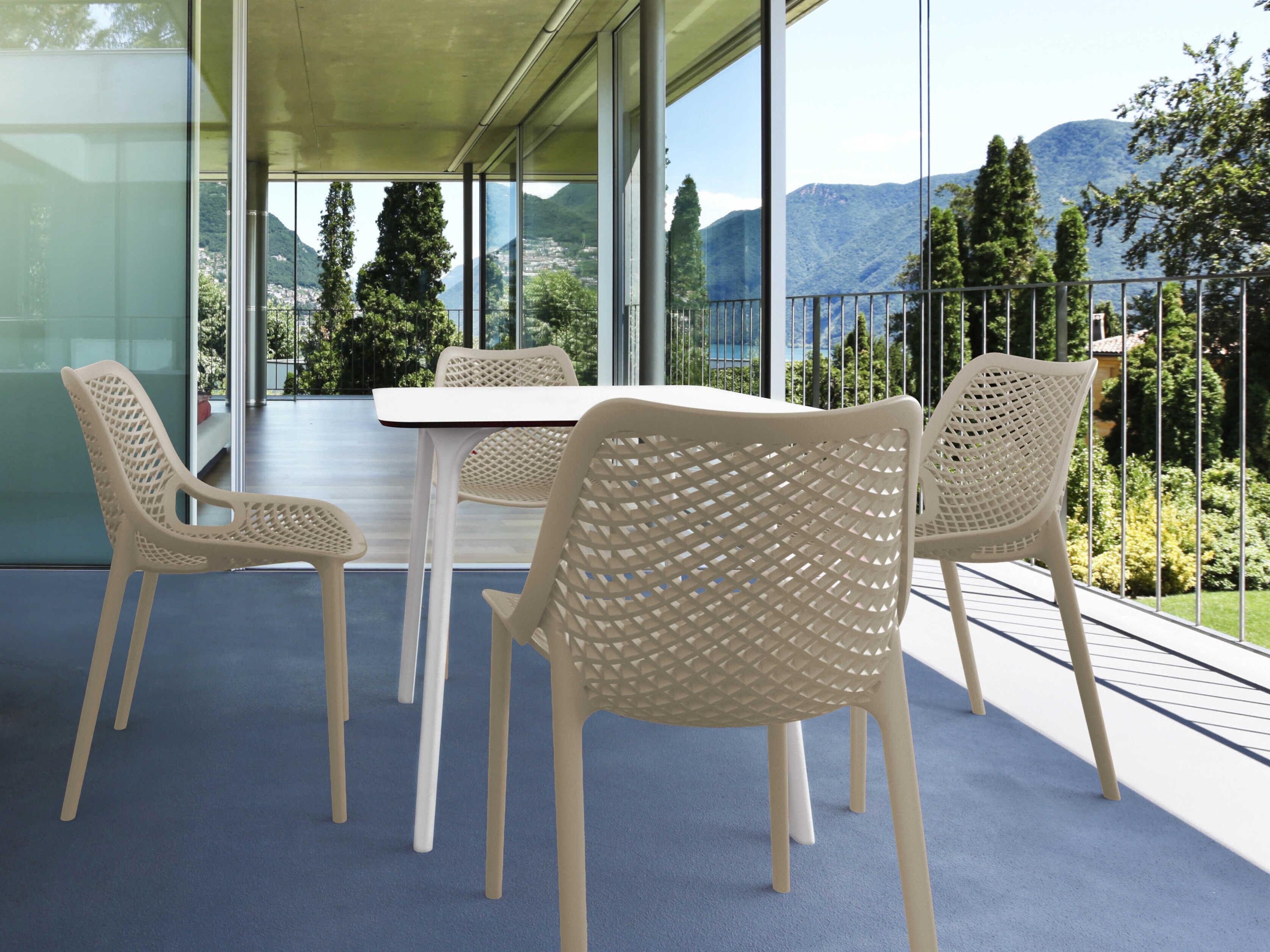 Air White Taupe Polypropylene Dining Set