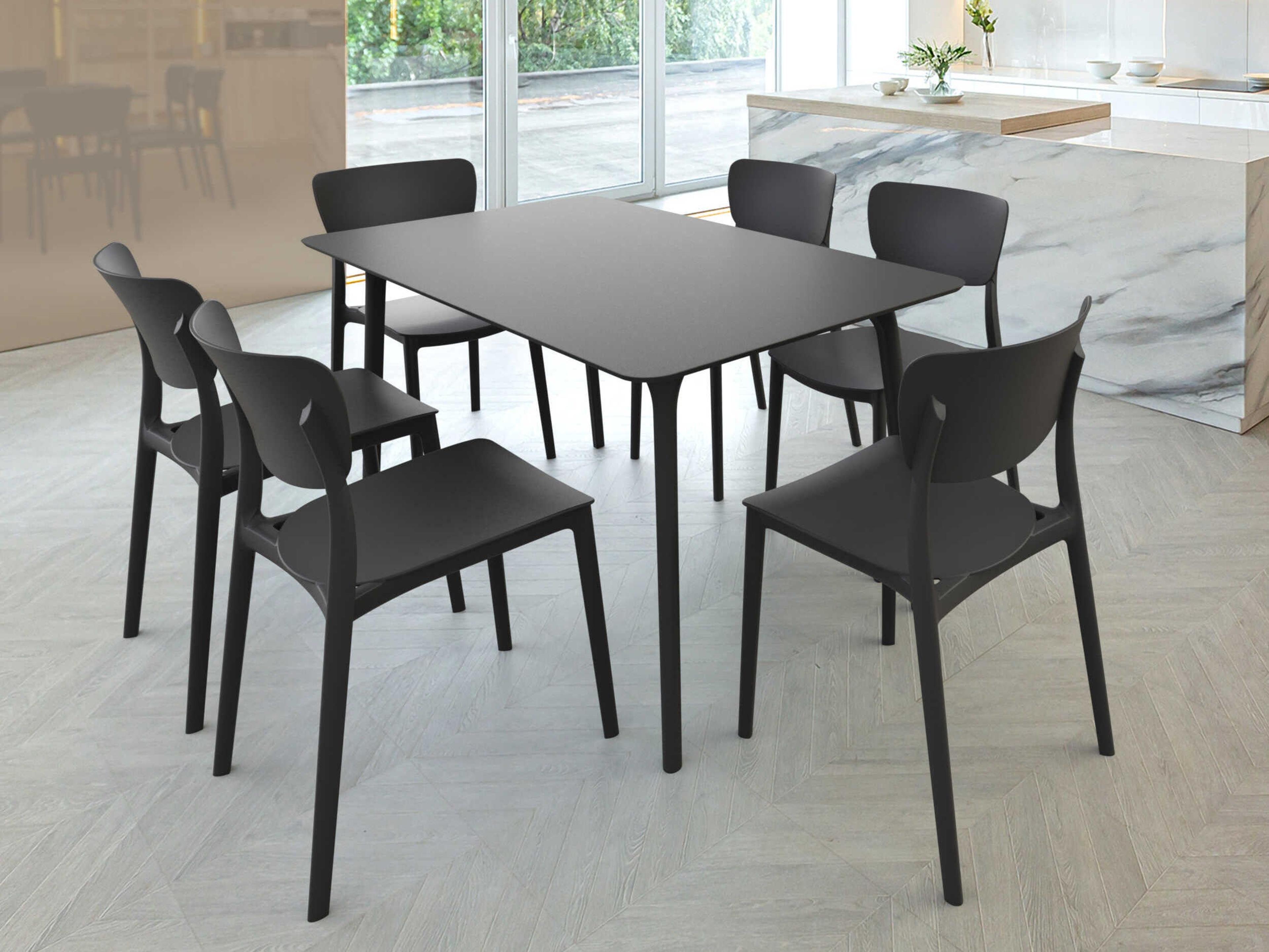 Compamia Maya Black Resin Rectangular Dining Table