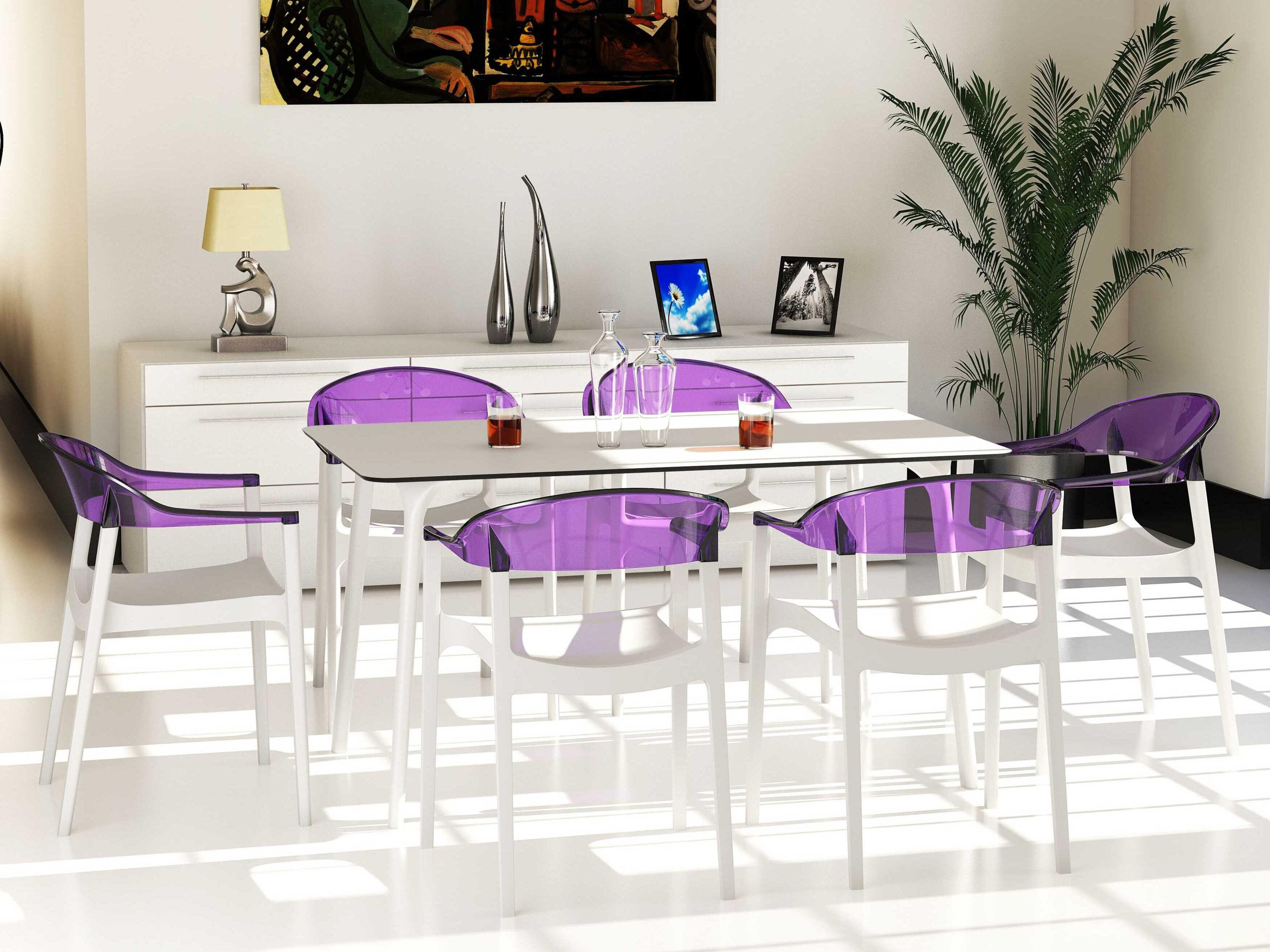Compamia Maya White Resin Rectangular Dining Table