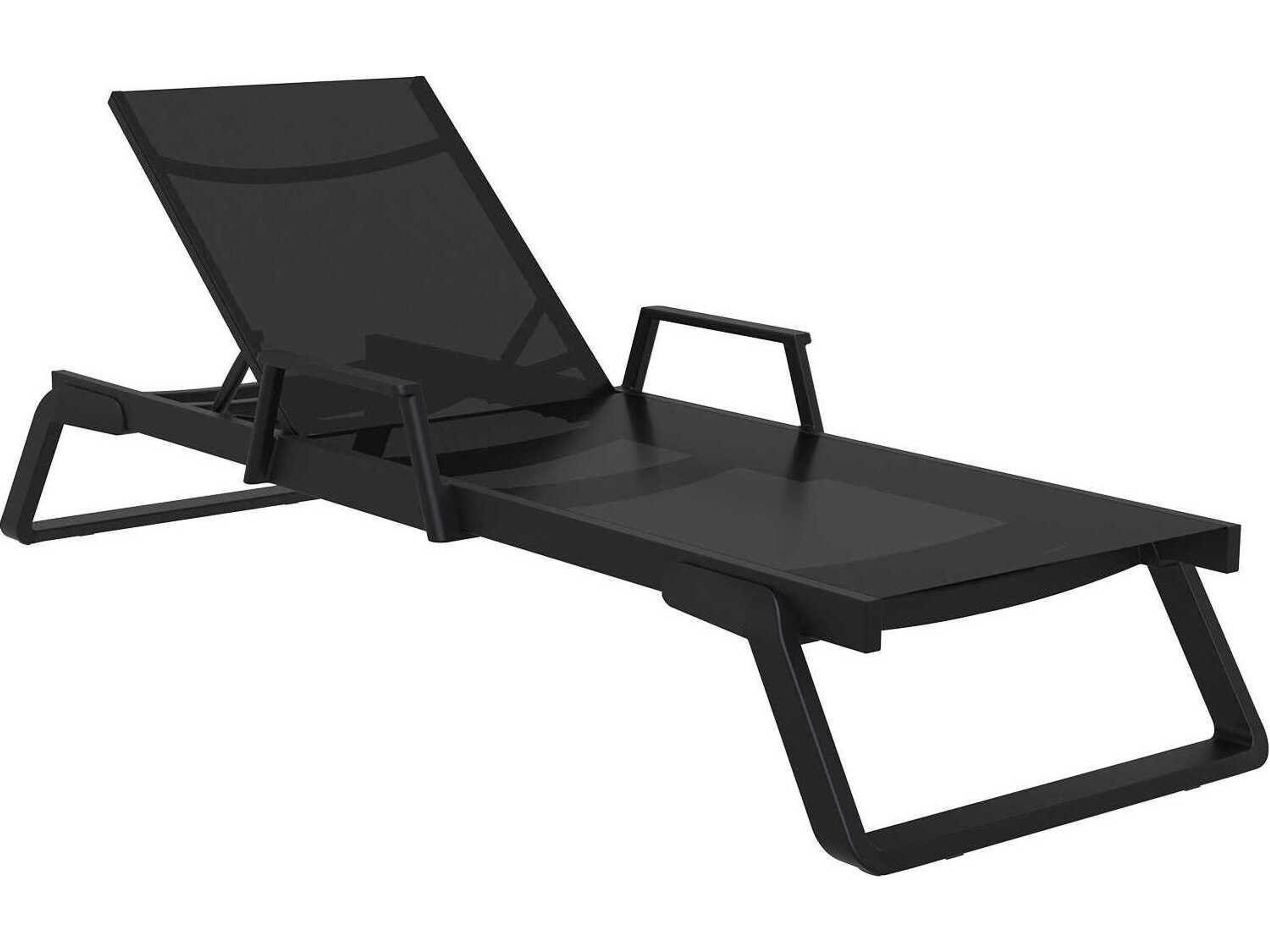 Tropic Black Aluminum Sling Chaise Lounge