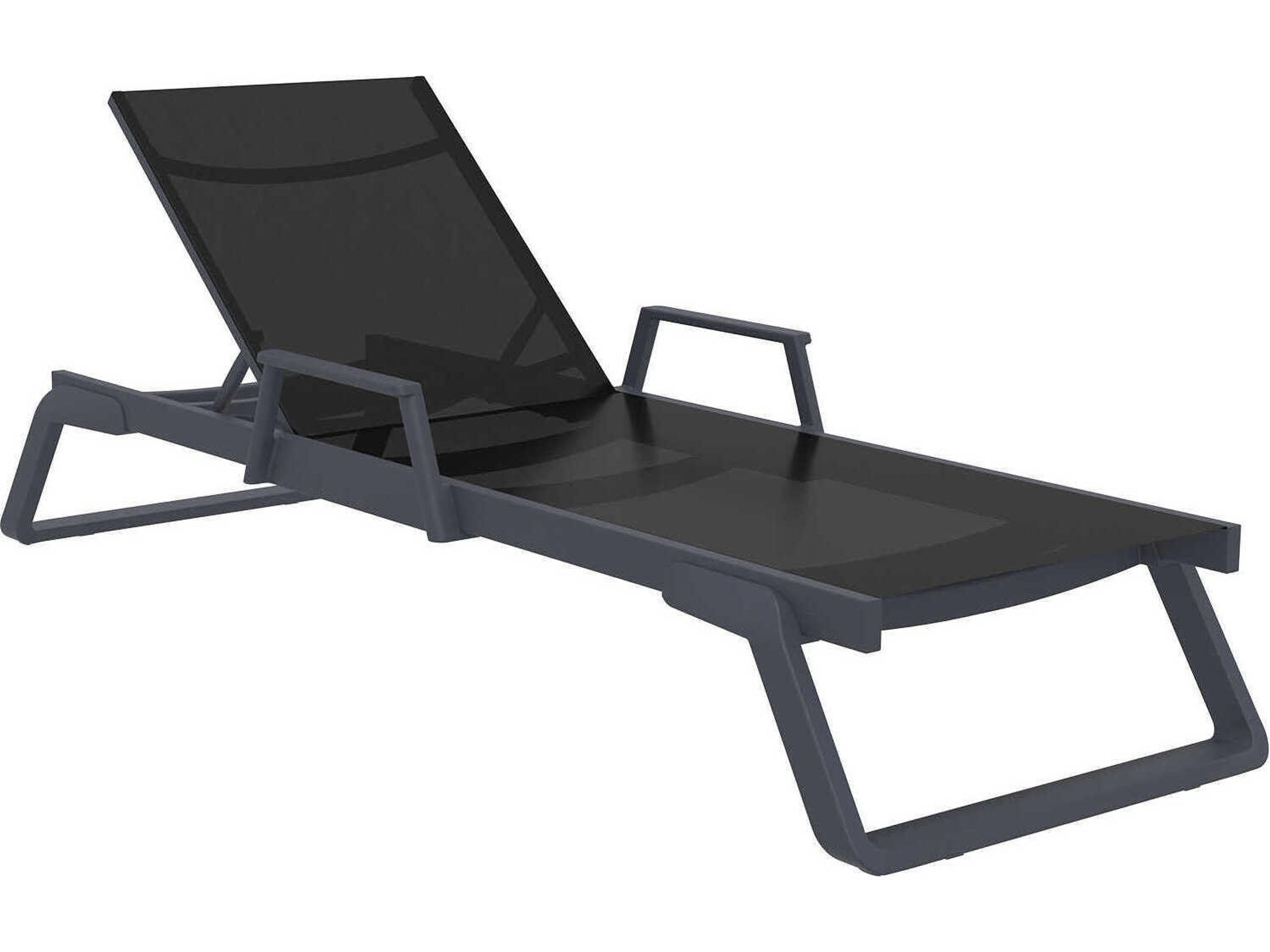 Tropic Dark Gray Black Aluminum Sling Chaise Lounge