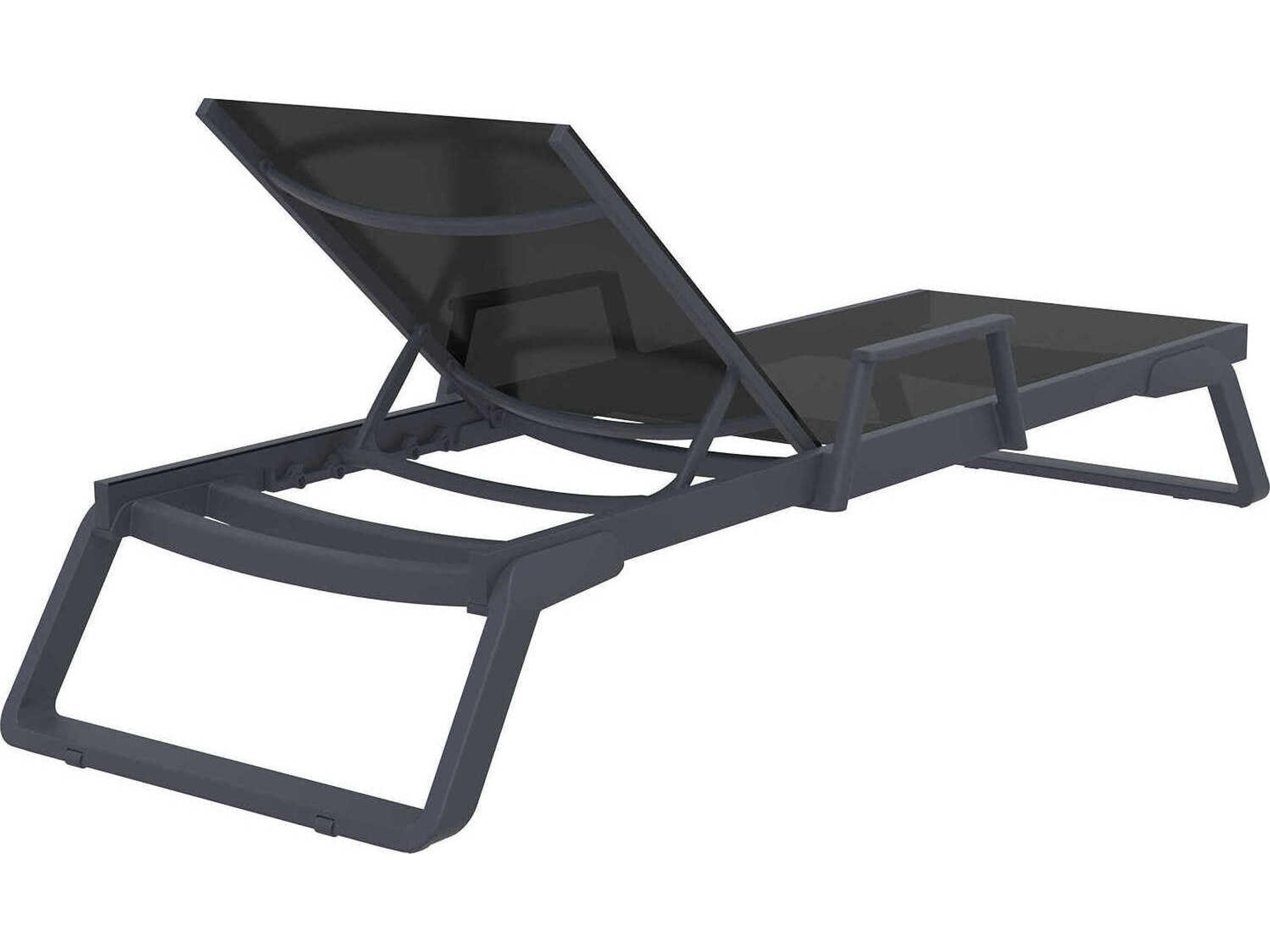 Compamia Tropic Dark Gray Black Aluminum Sling Chaise Lounge