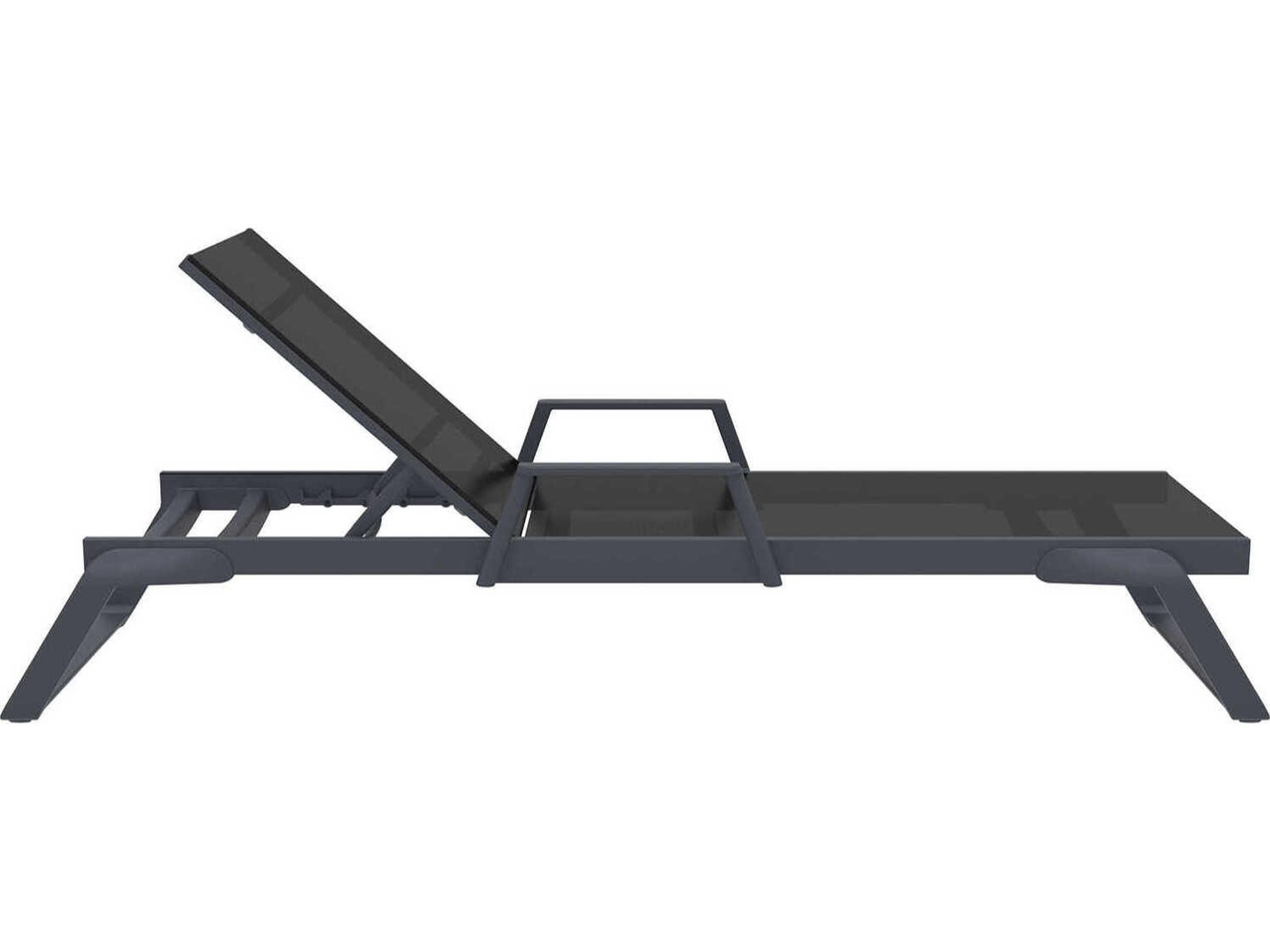 Compamia Tropic Dark Gray Black Aluminum Sling Chaise Lounge
