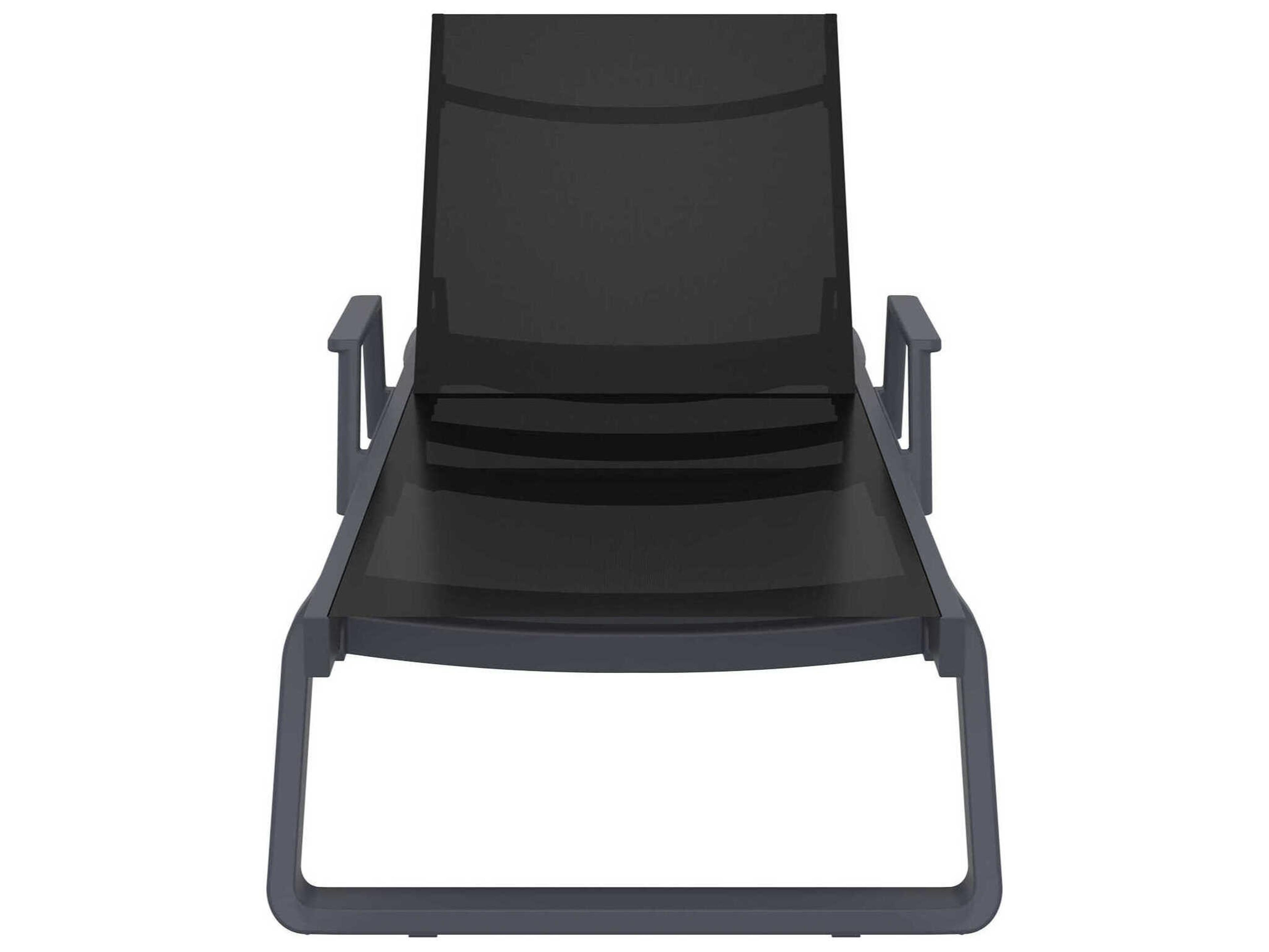 Compamia Tropic Dark Gray Black Aluminum Sling Chaise Lounge