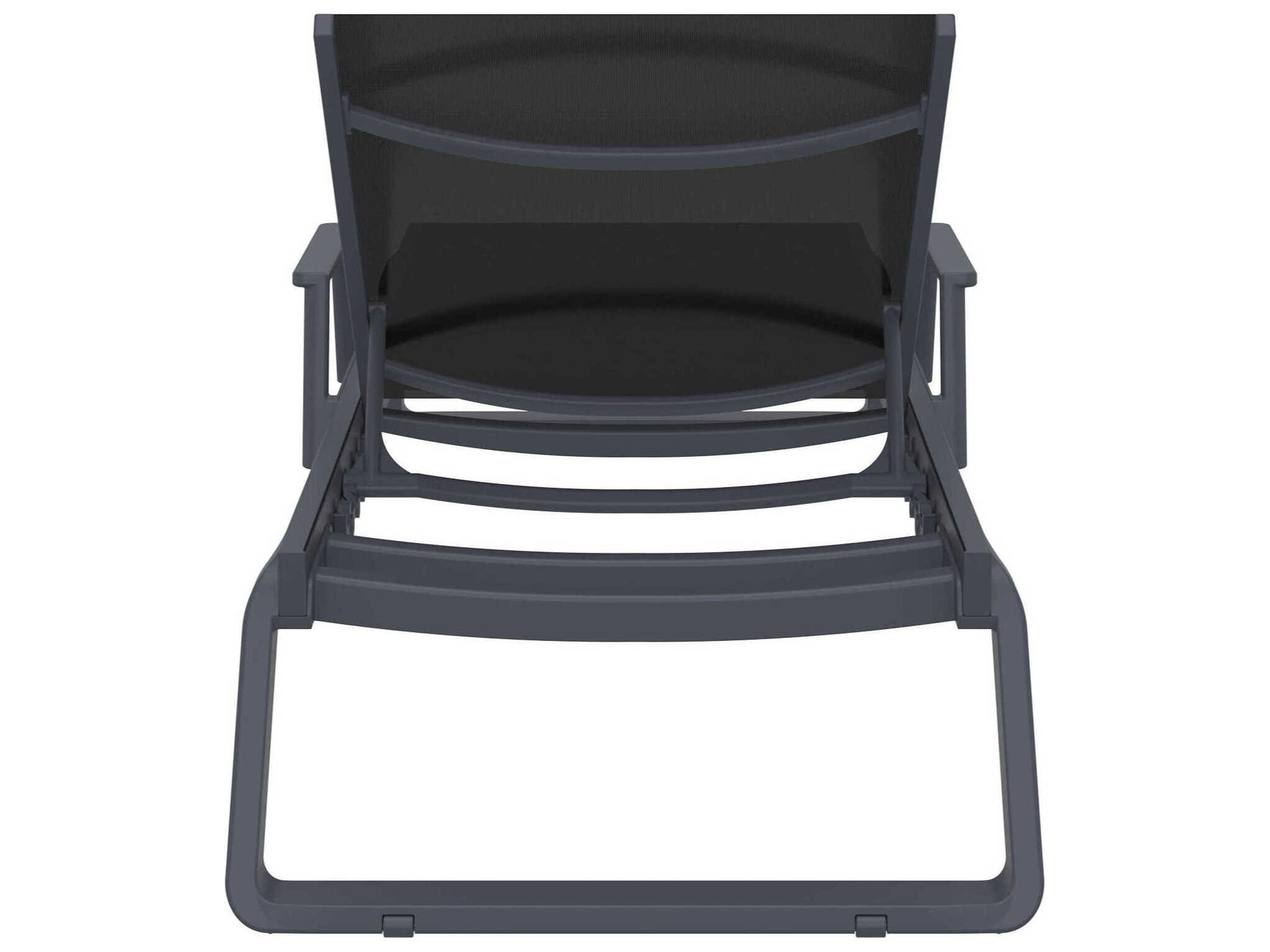 Compamia Tropic Dark Gray Black Aluminum Sling Chaise Lounge