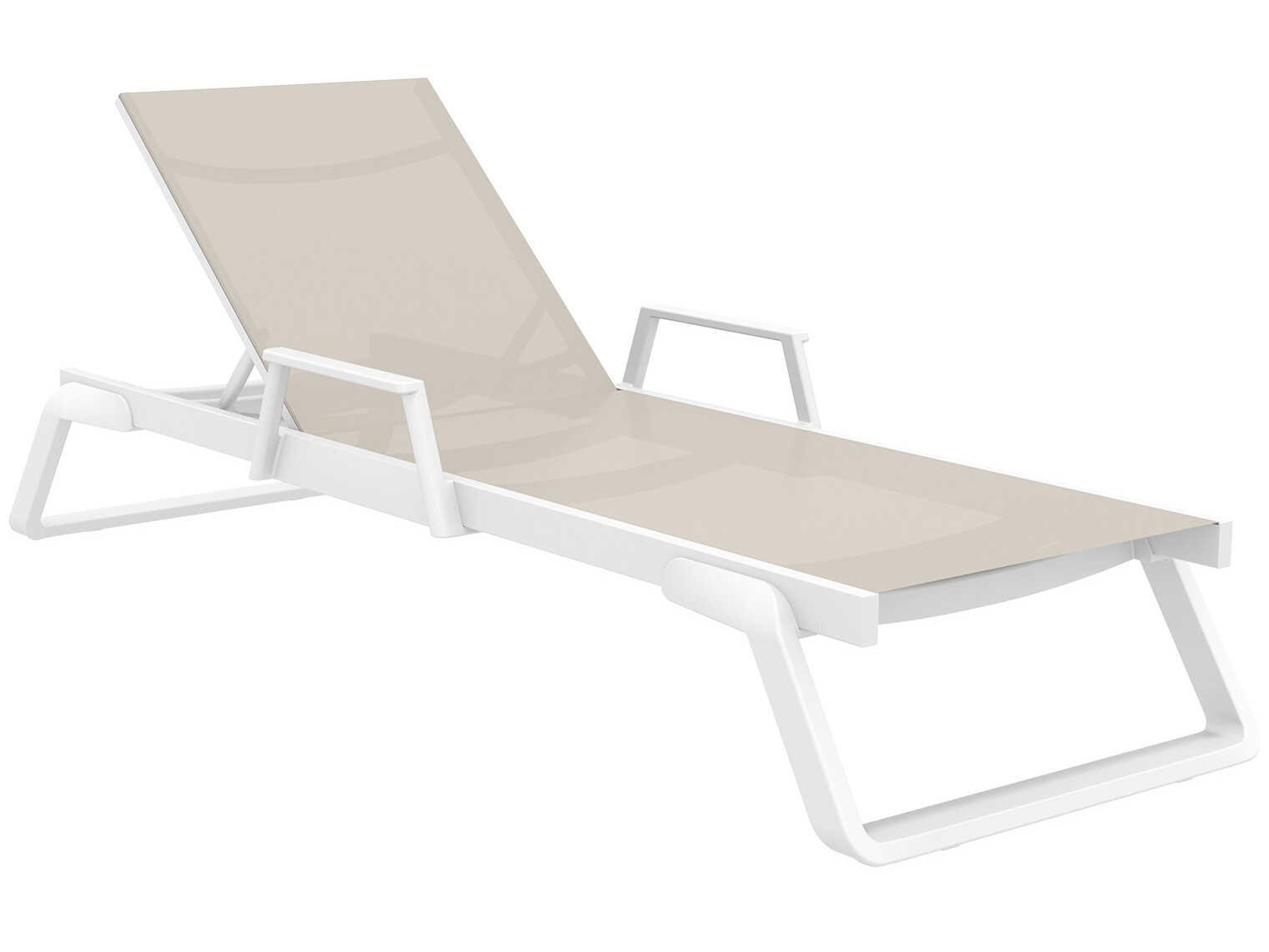 Tropic White Taupe Aluminum Sling Chaise Lounge