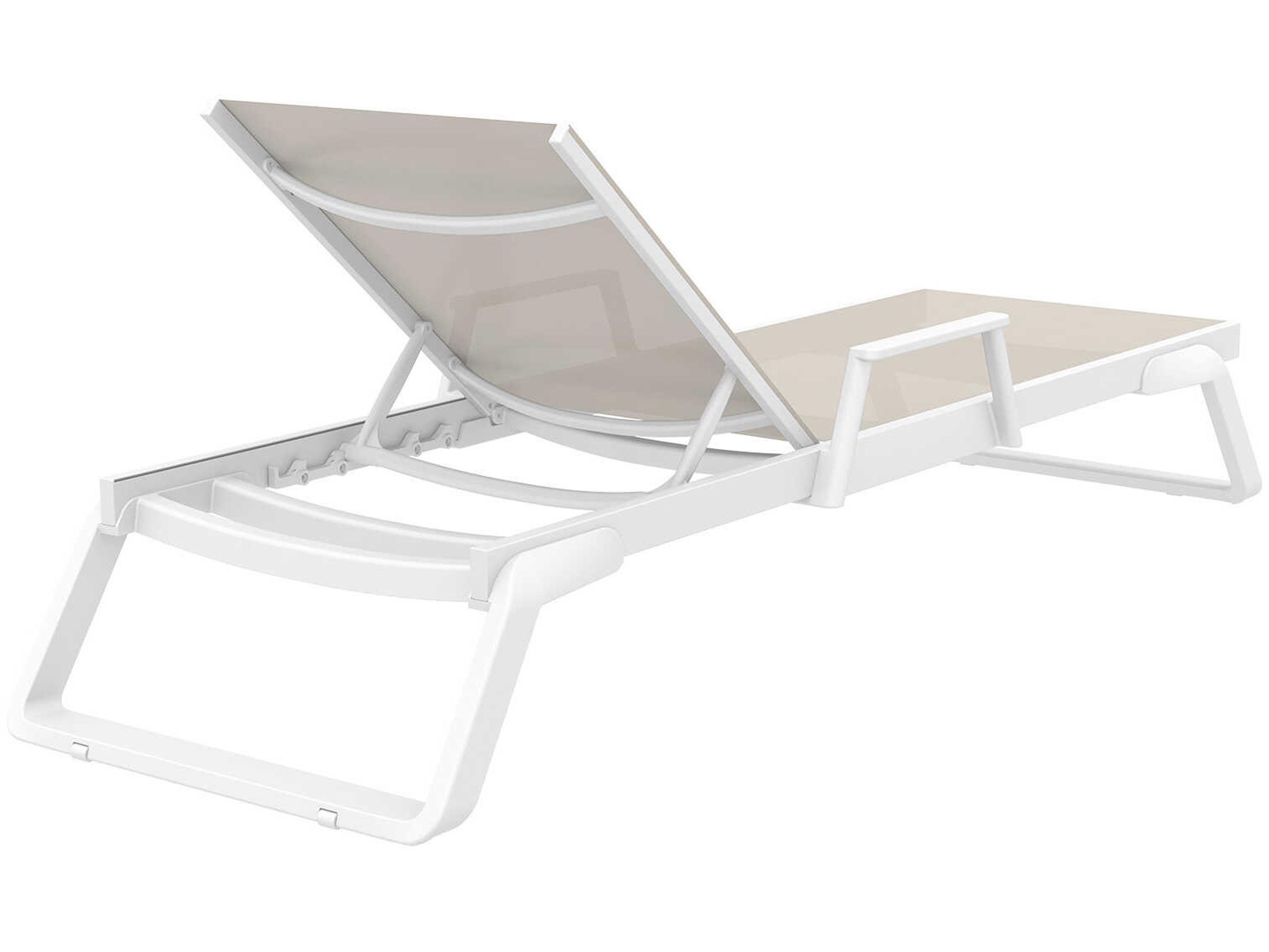 Compamia Tropic White Taupe Aluminum Sling Chaise Lounge