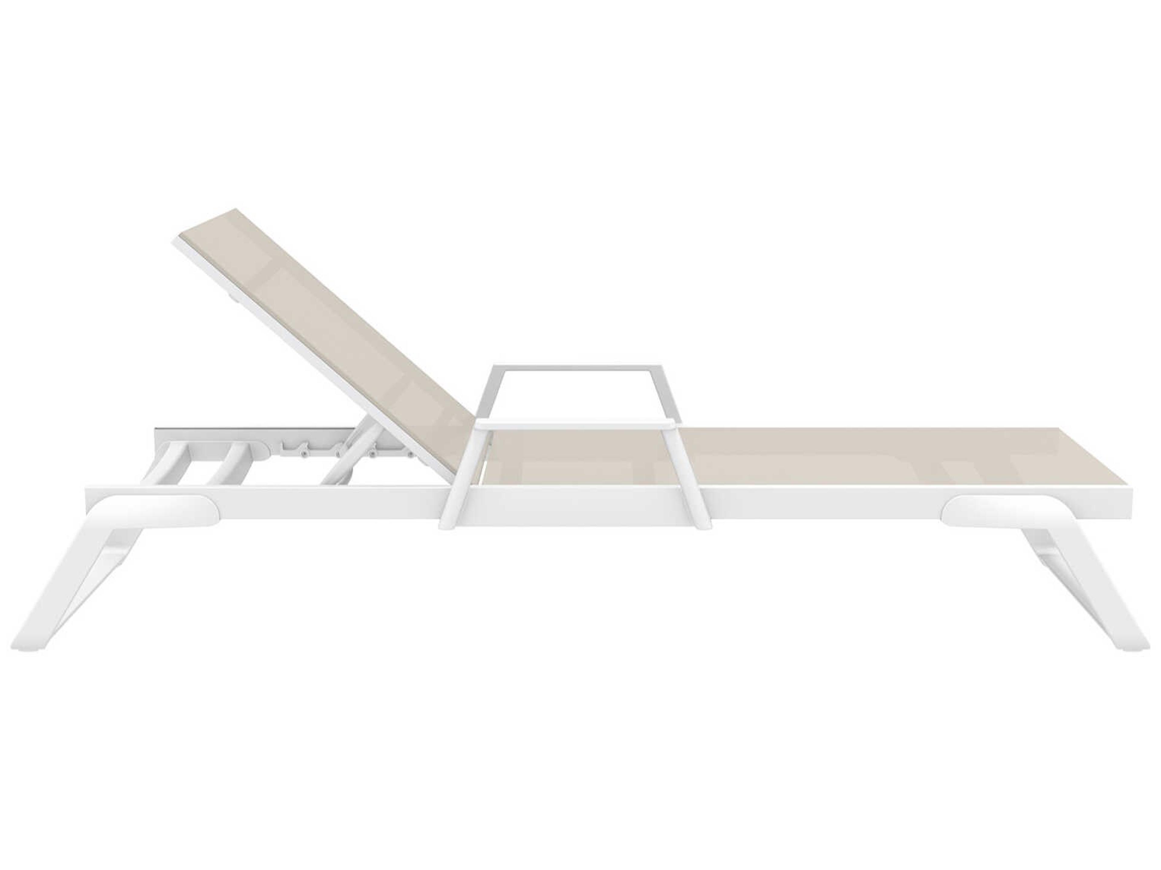 Compamia Tropic White Taupe Aluminum Sling Chaise Lounge