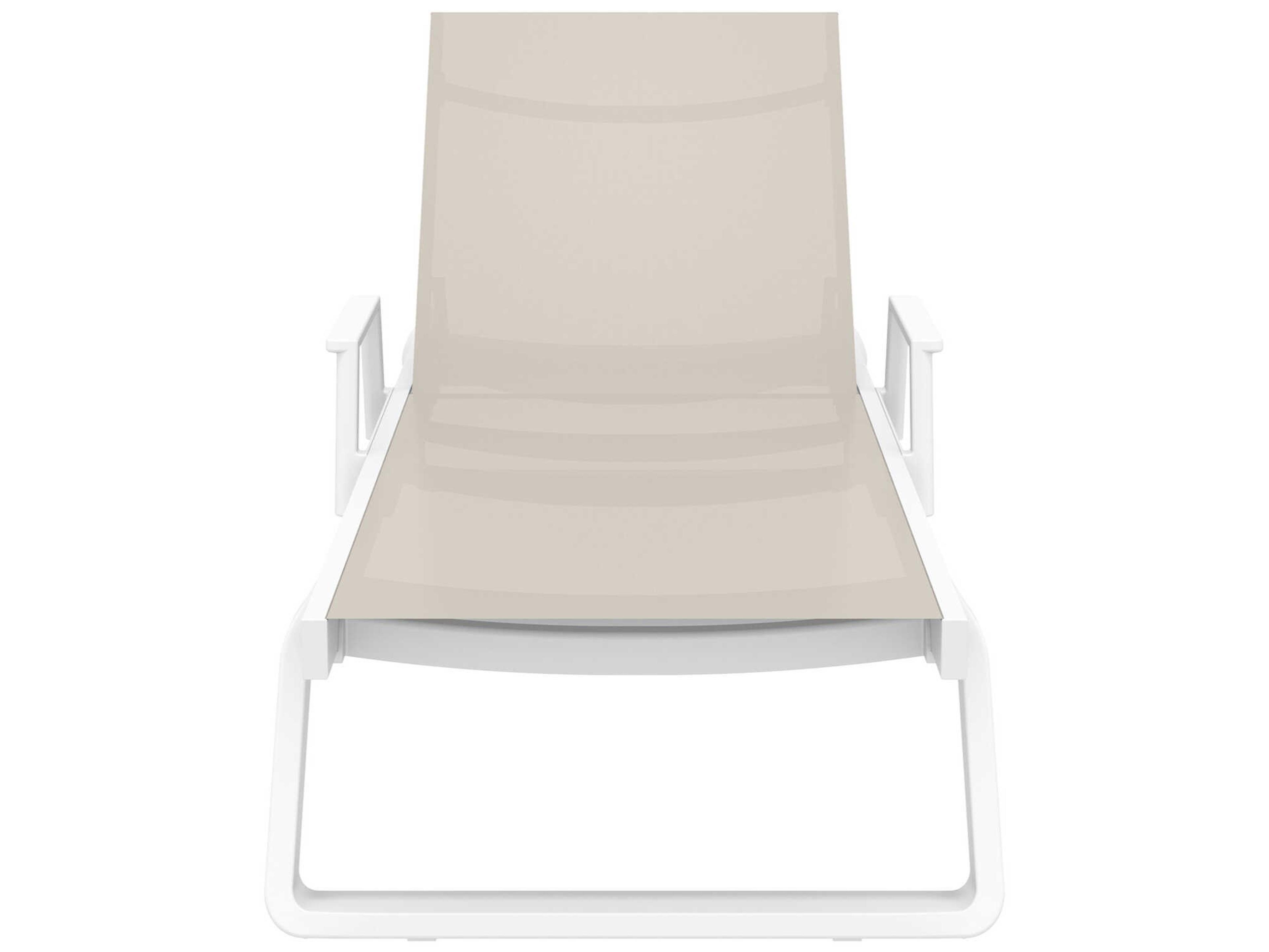 Compamia Tropic White Taupe Aluminum Sling Chaise Lounge