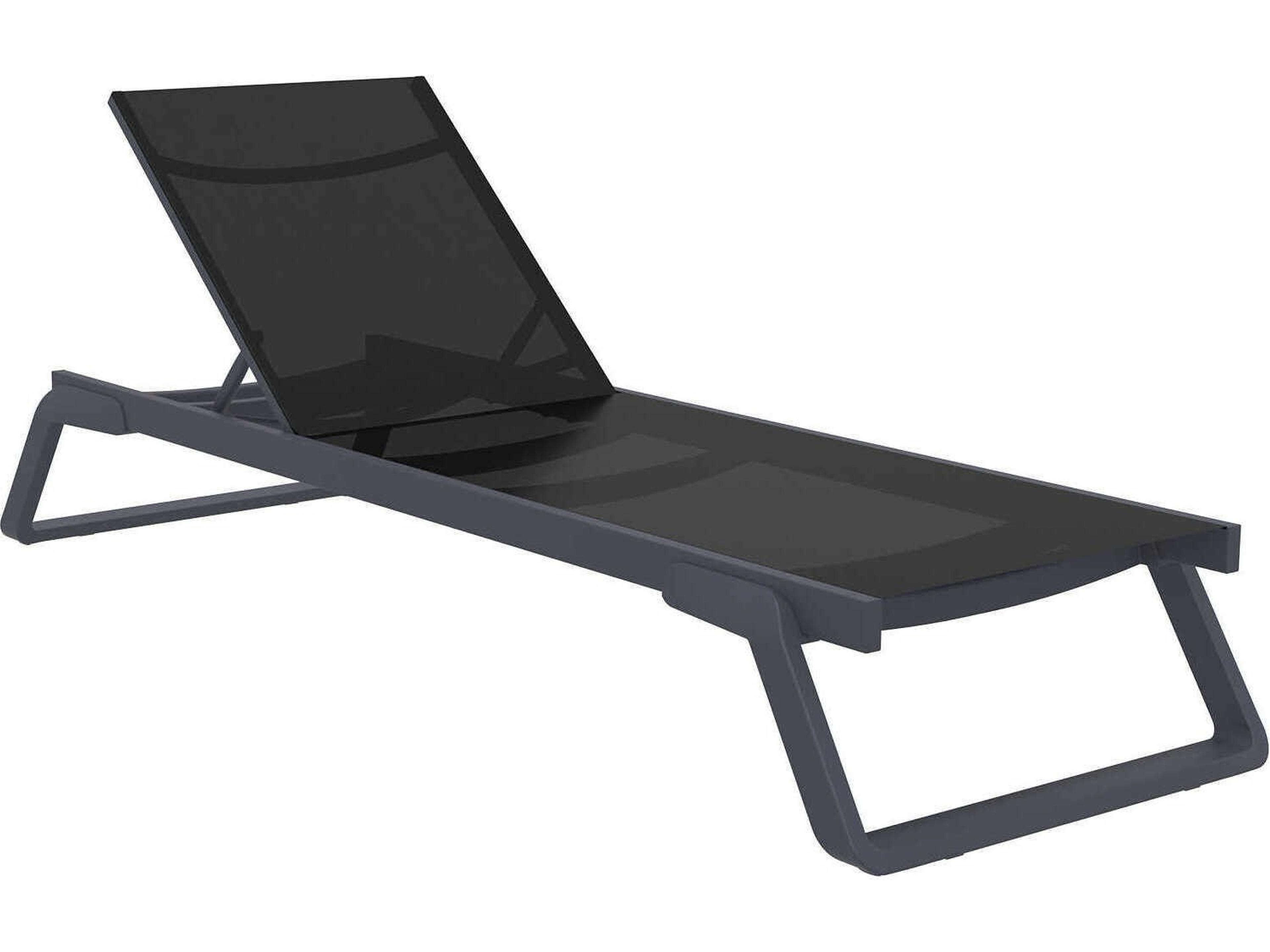 Tropic Dark Gray Black Aluminum Sling Chaise Lounge