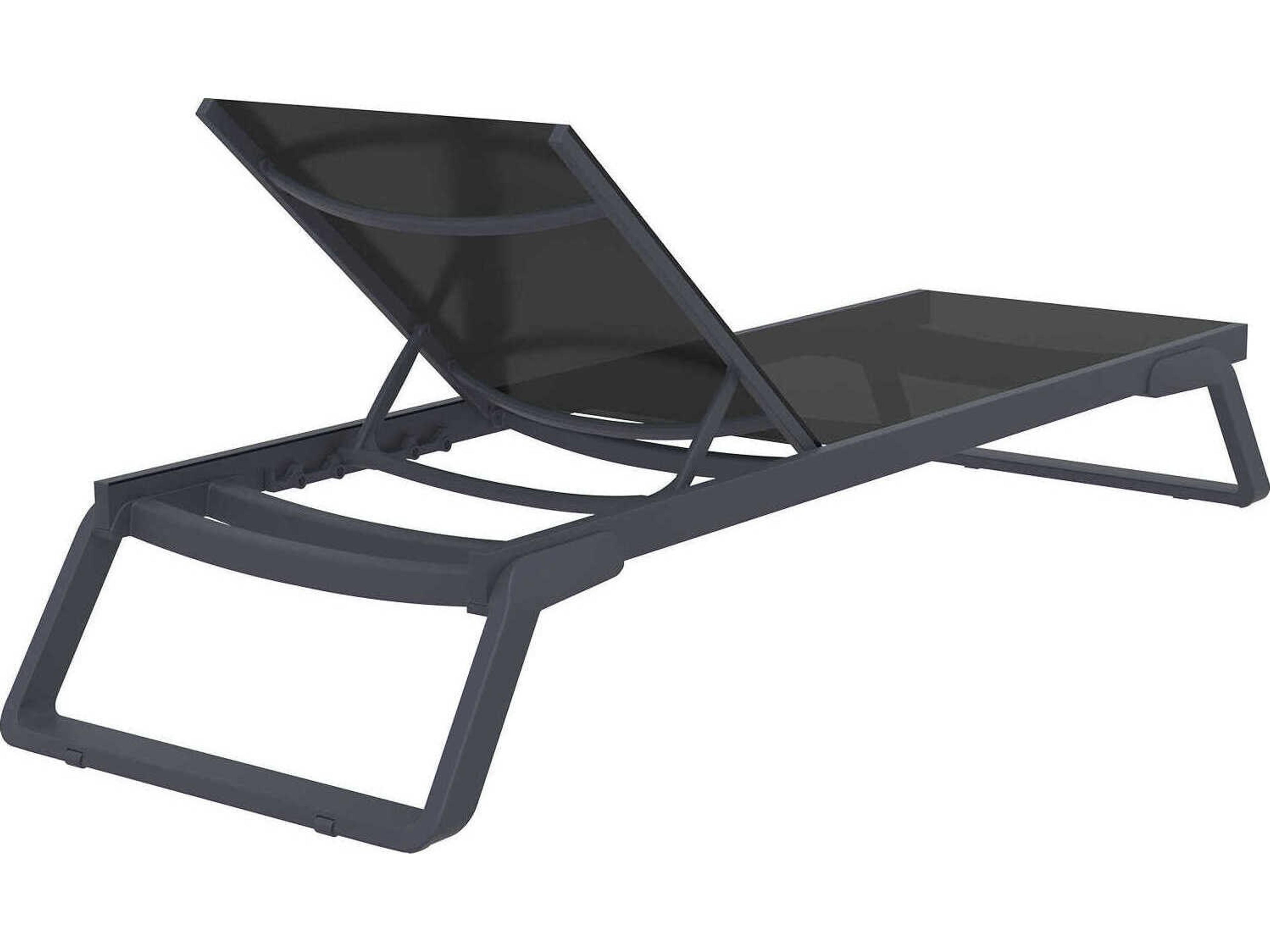 Compamia Tropic Dark Gray Black Aluminum Sling Chaise Lounge