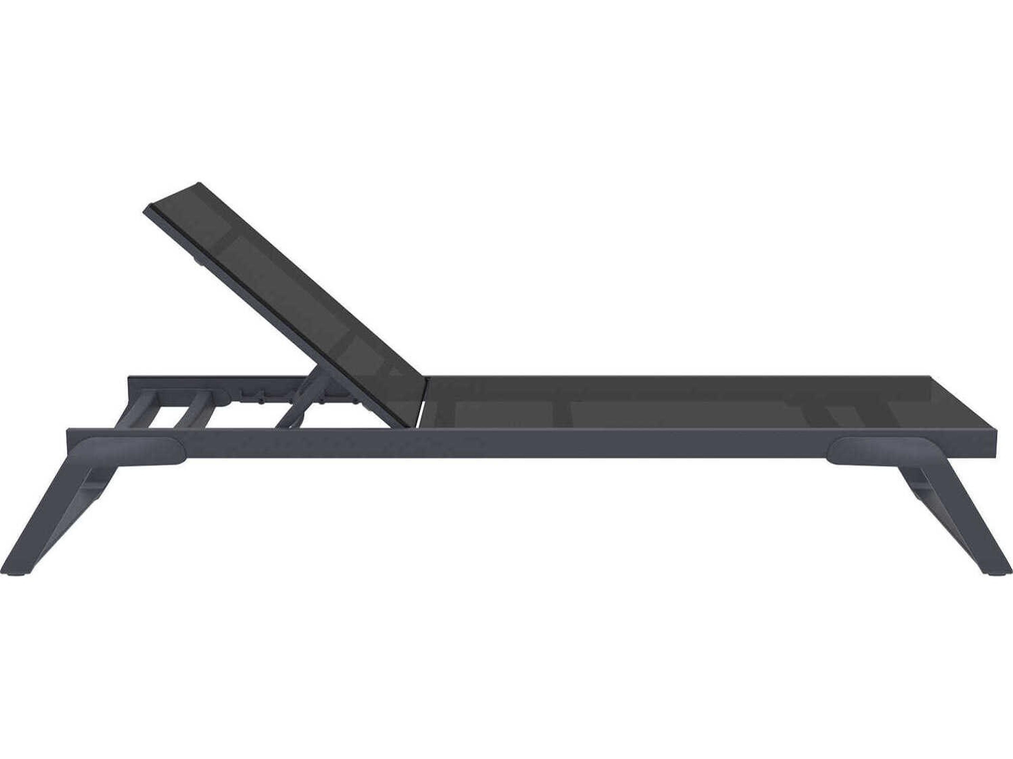 Compamia Tropic Dark Gray Black Aluminum Sling Chaise Lounge