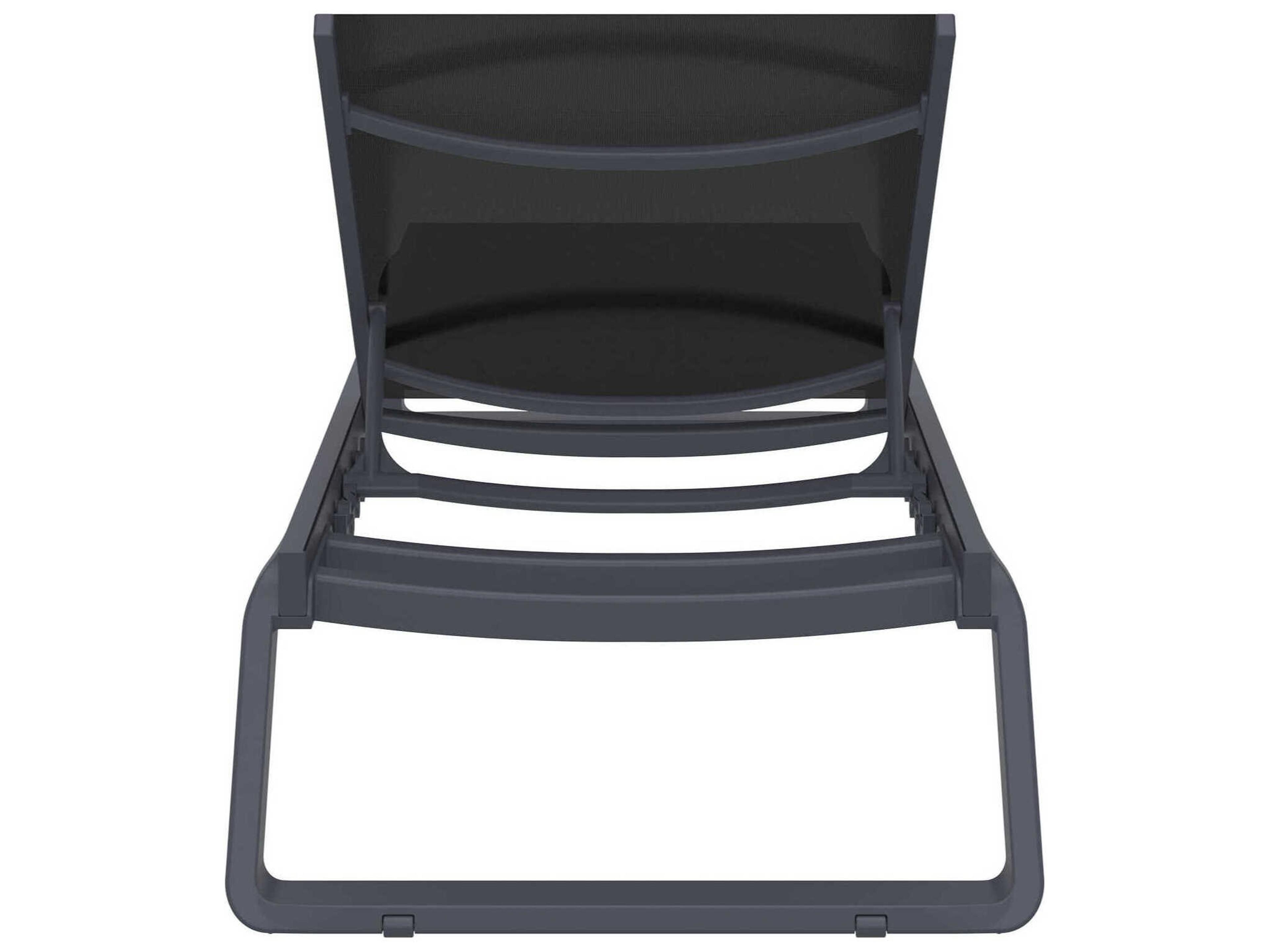 Compamia Tropic Dark Gray Black Aluminum Sling Chaise Lounge