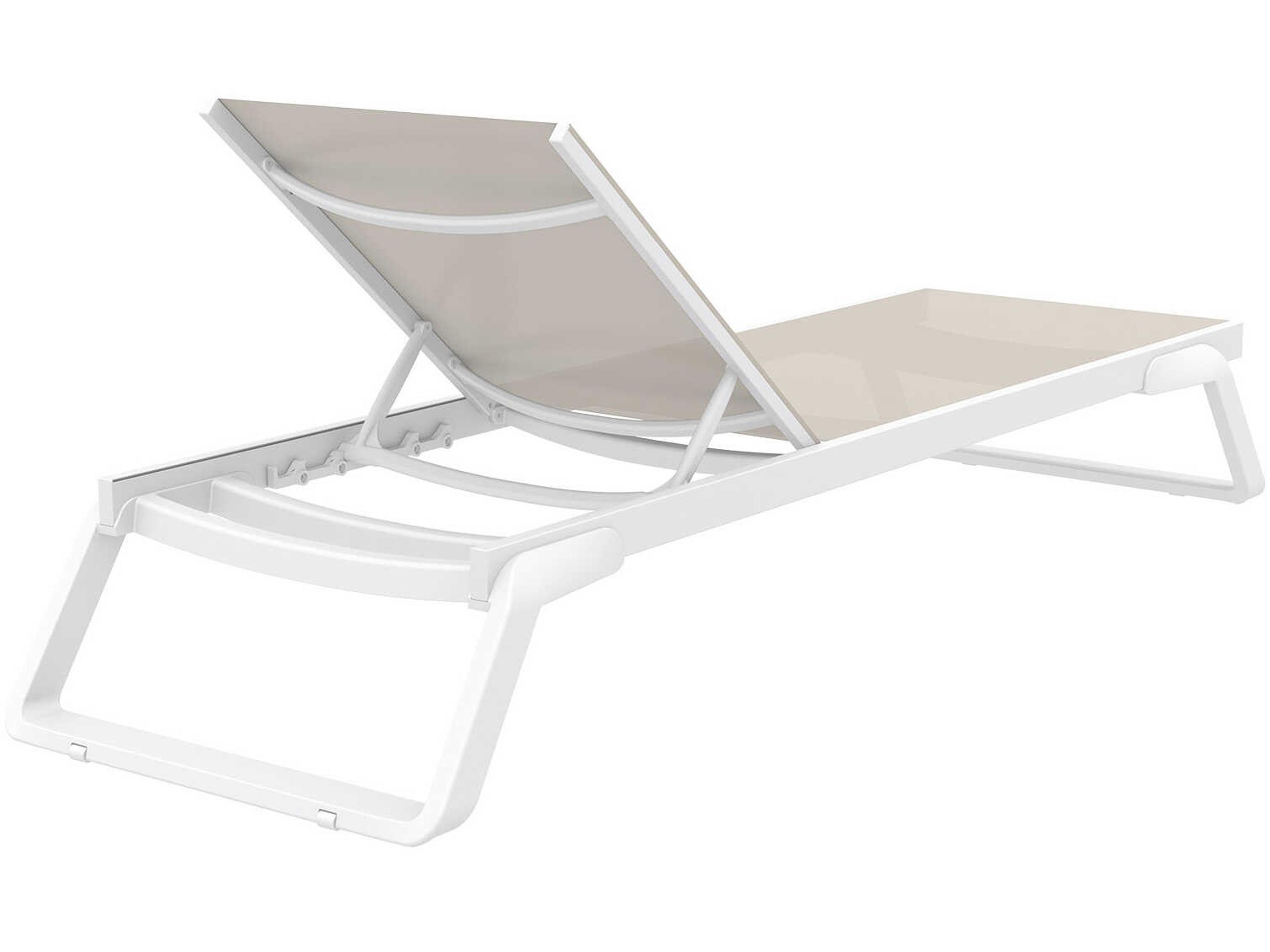 Compamia Tropic White Taupe Aluminum Sling Chaise Lounge