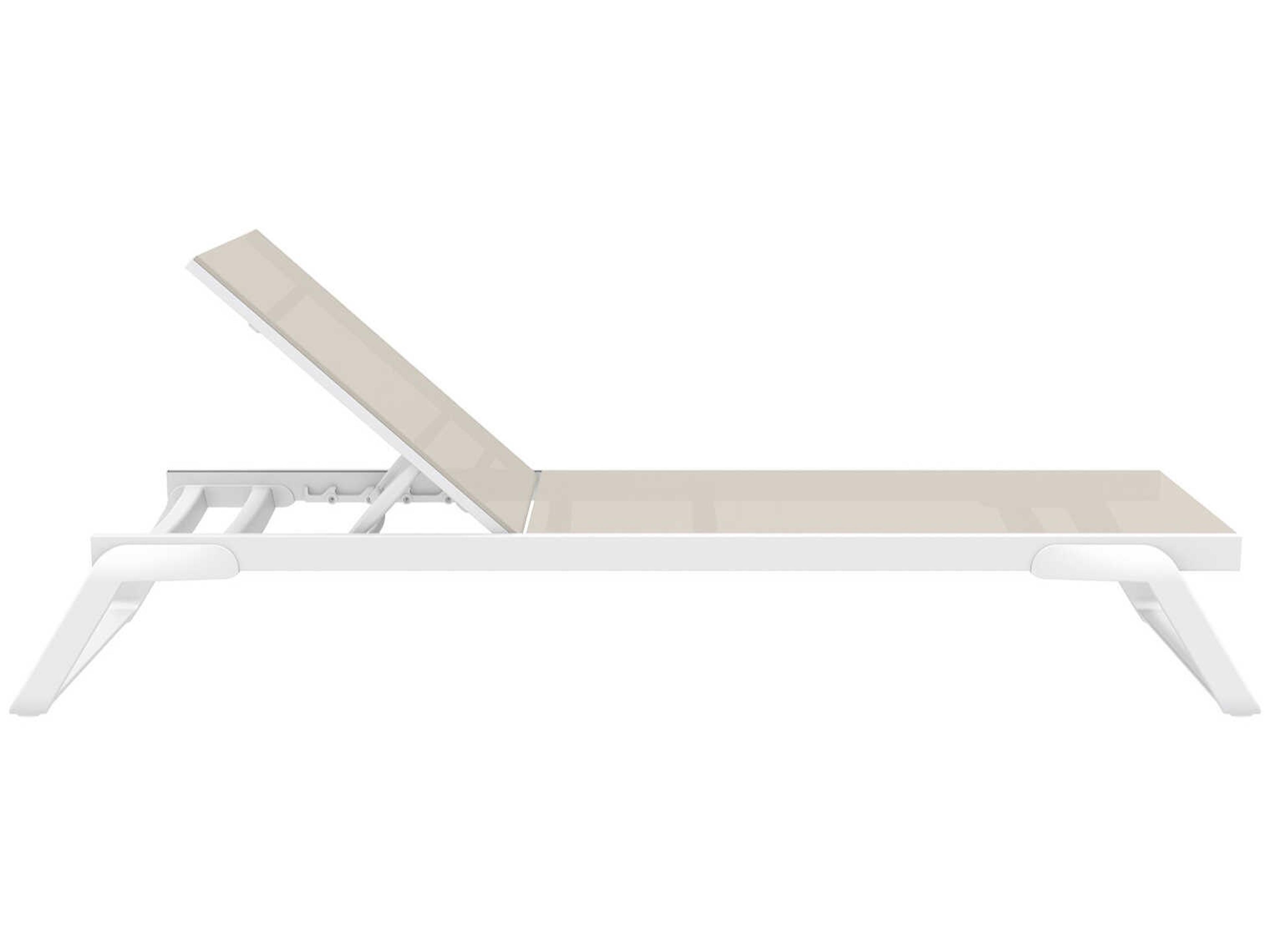 Compamia Tropic White Taupe Aluminum Sling Chaise Lounge