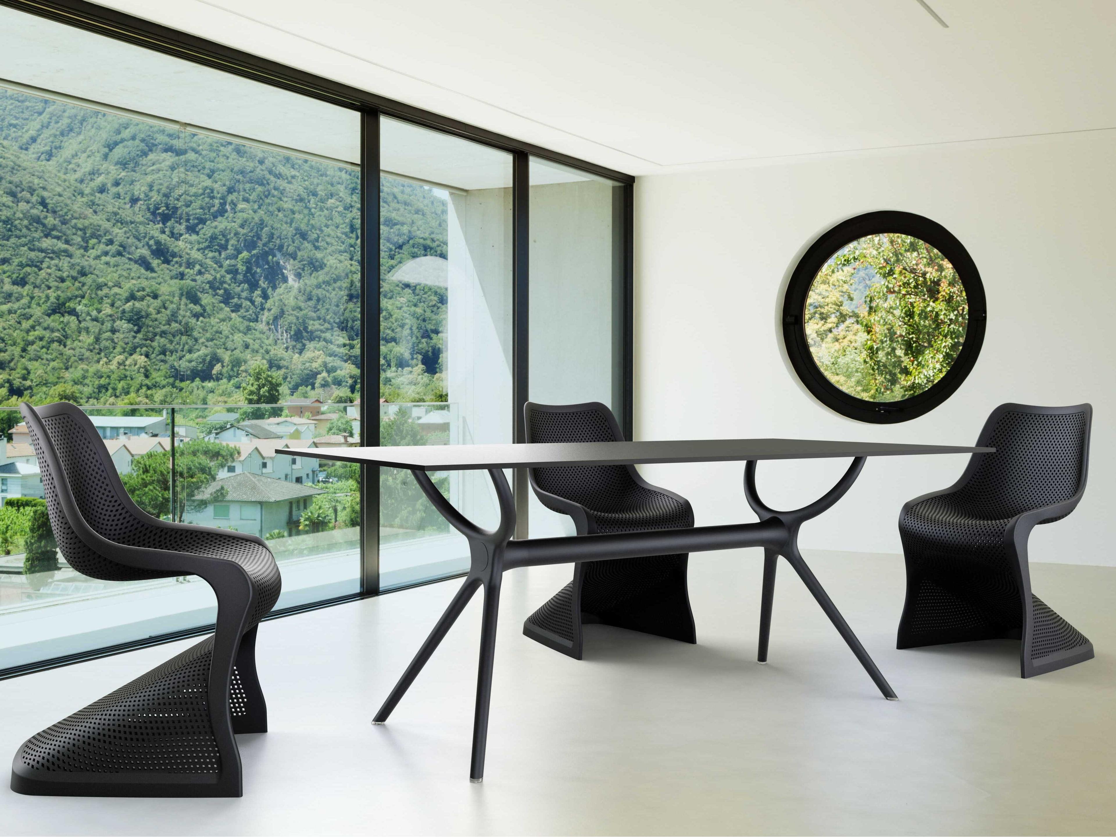 Compamia Air Black Resin Rectangular Dining Table