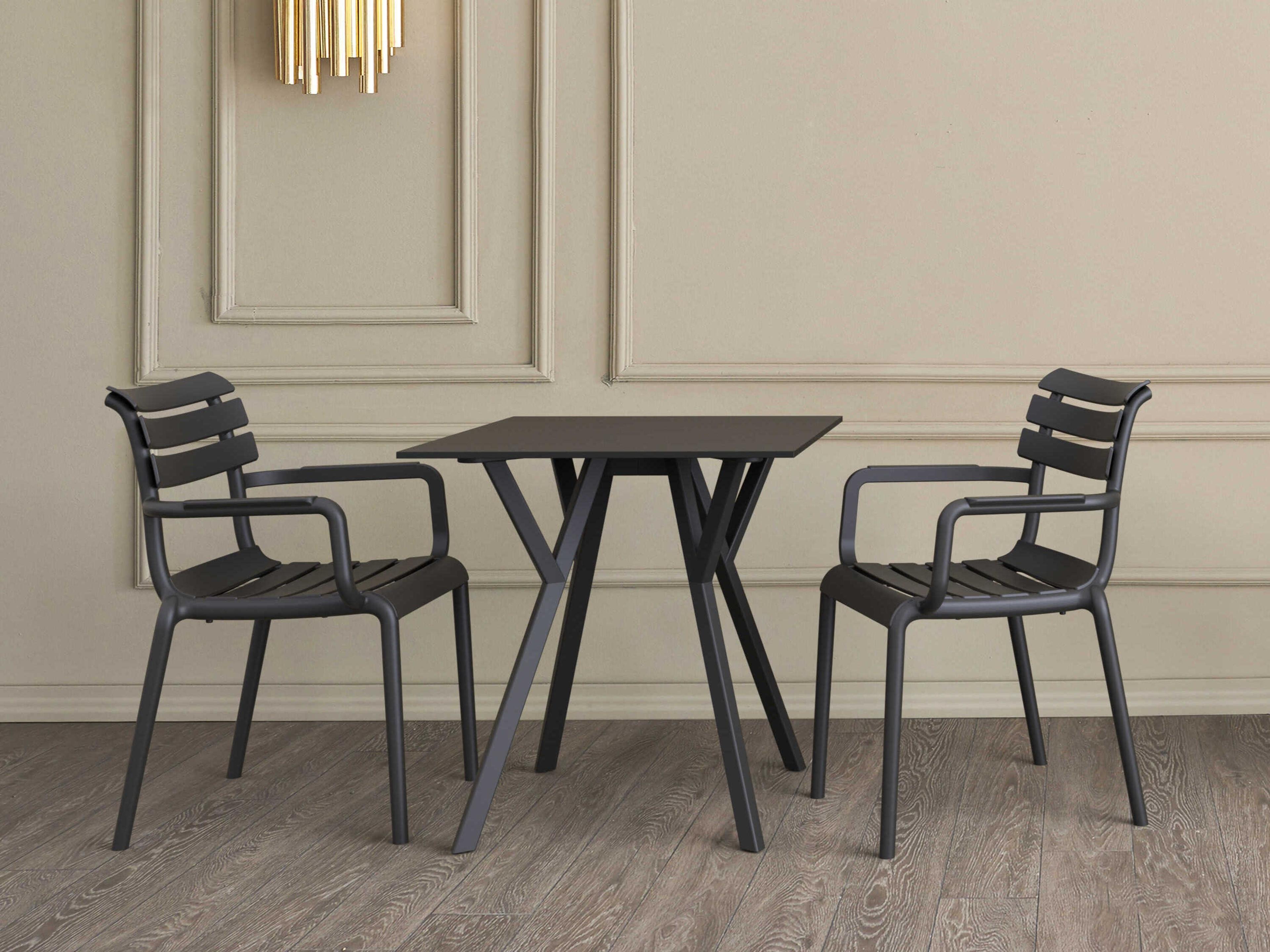 Compamia Max Black Resin Square Dining Table