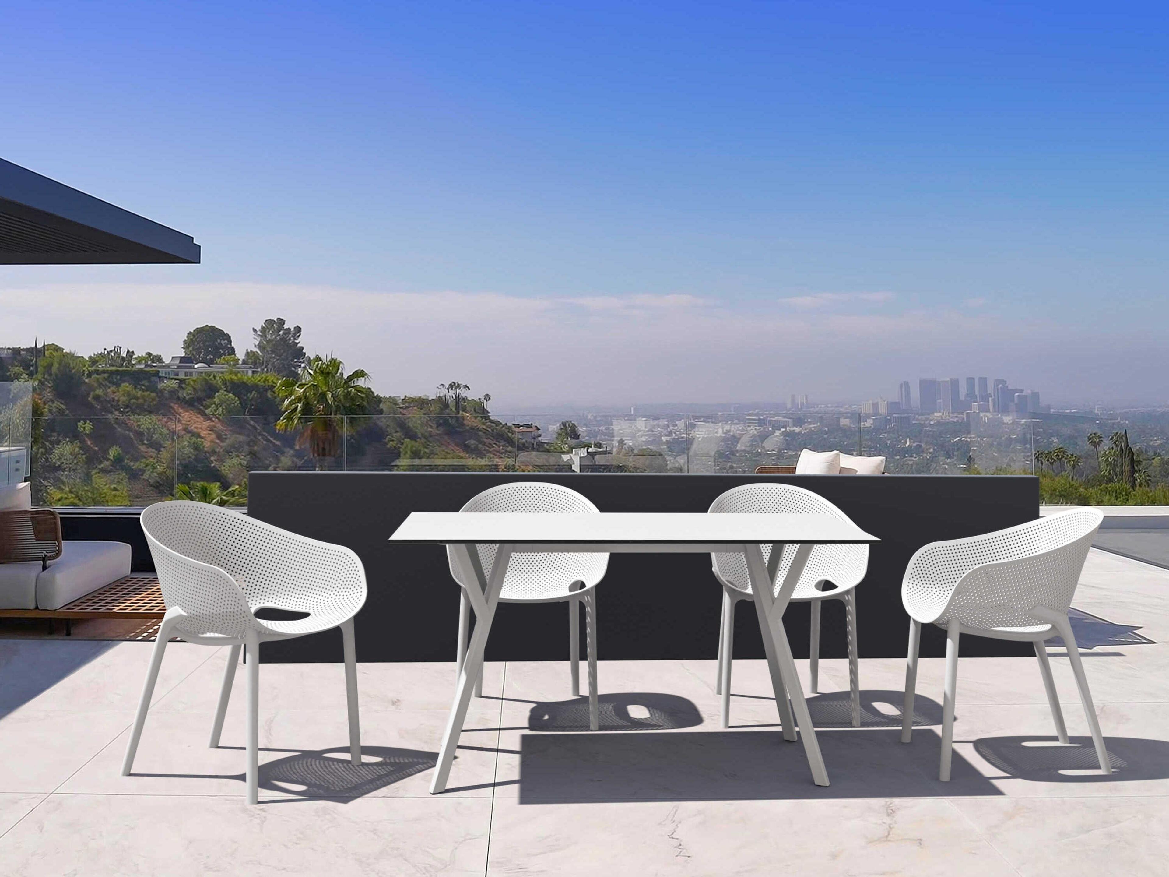 Compamia Max White Resin Rectangular Dining Table