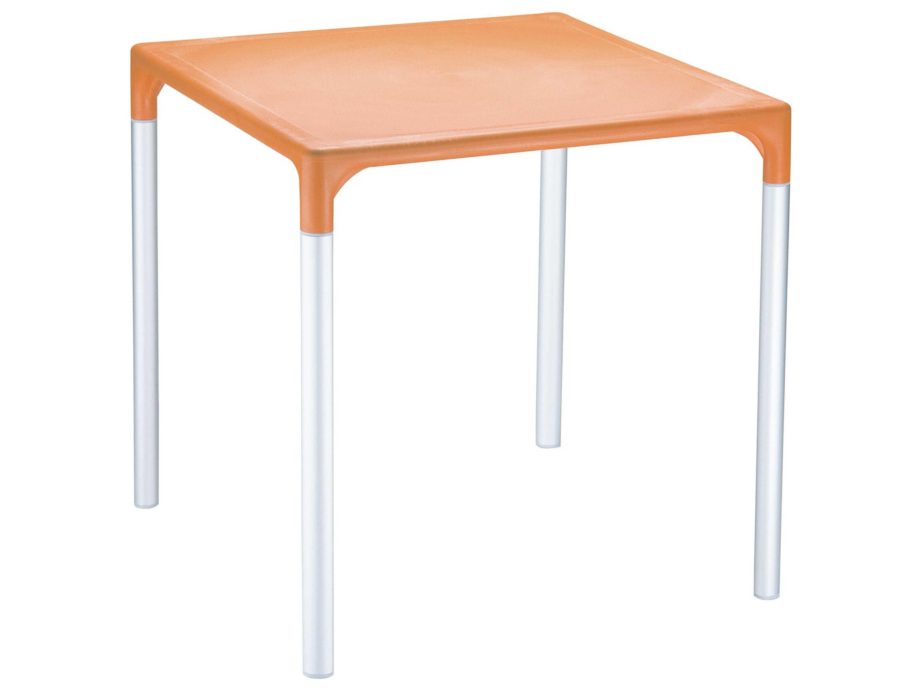 Mango Orange Aluminum Square Dining Table