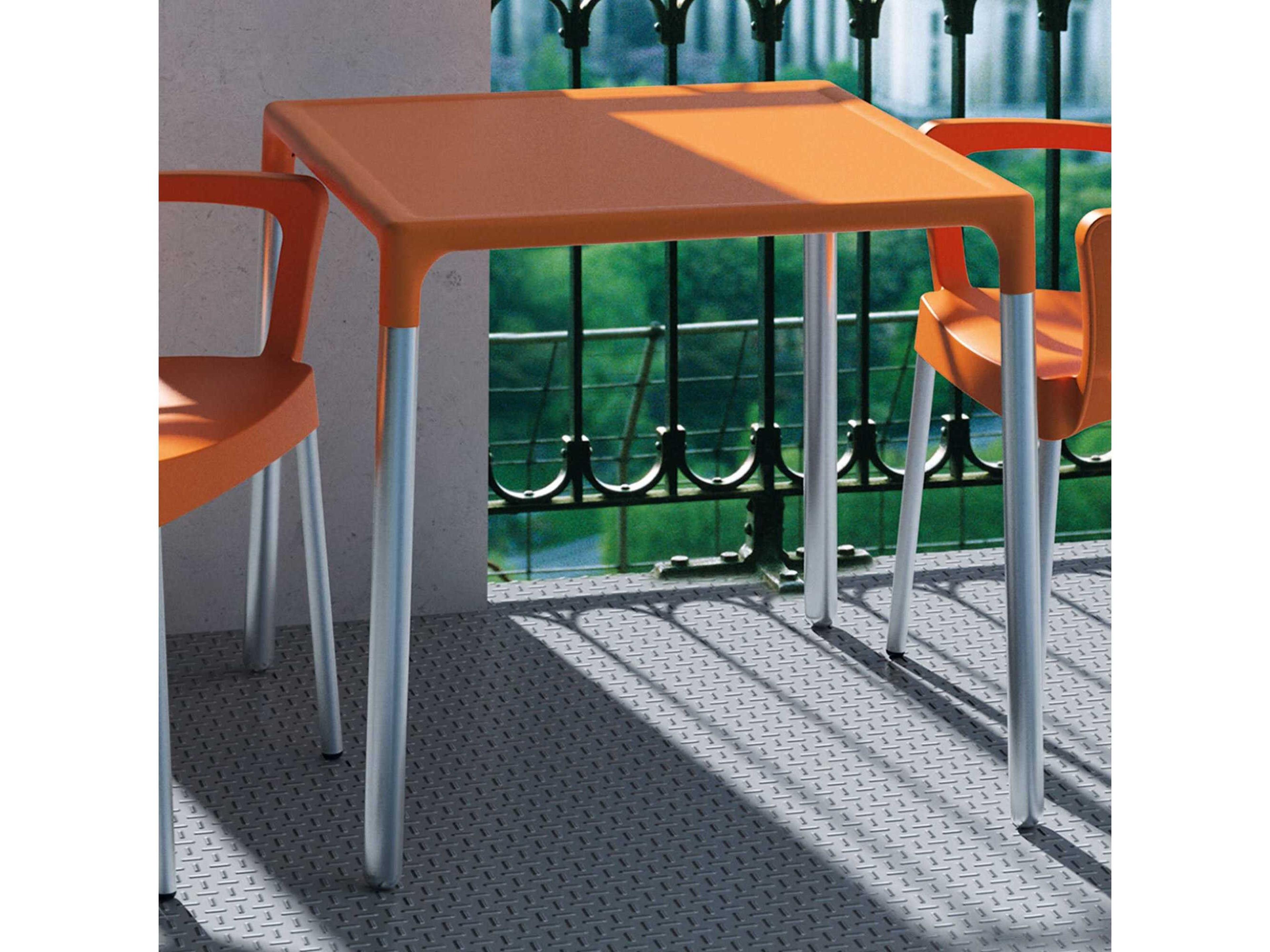Compamia Mango Orange Aluminum Square Dining Table