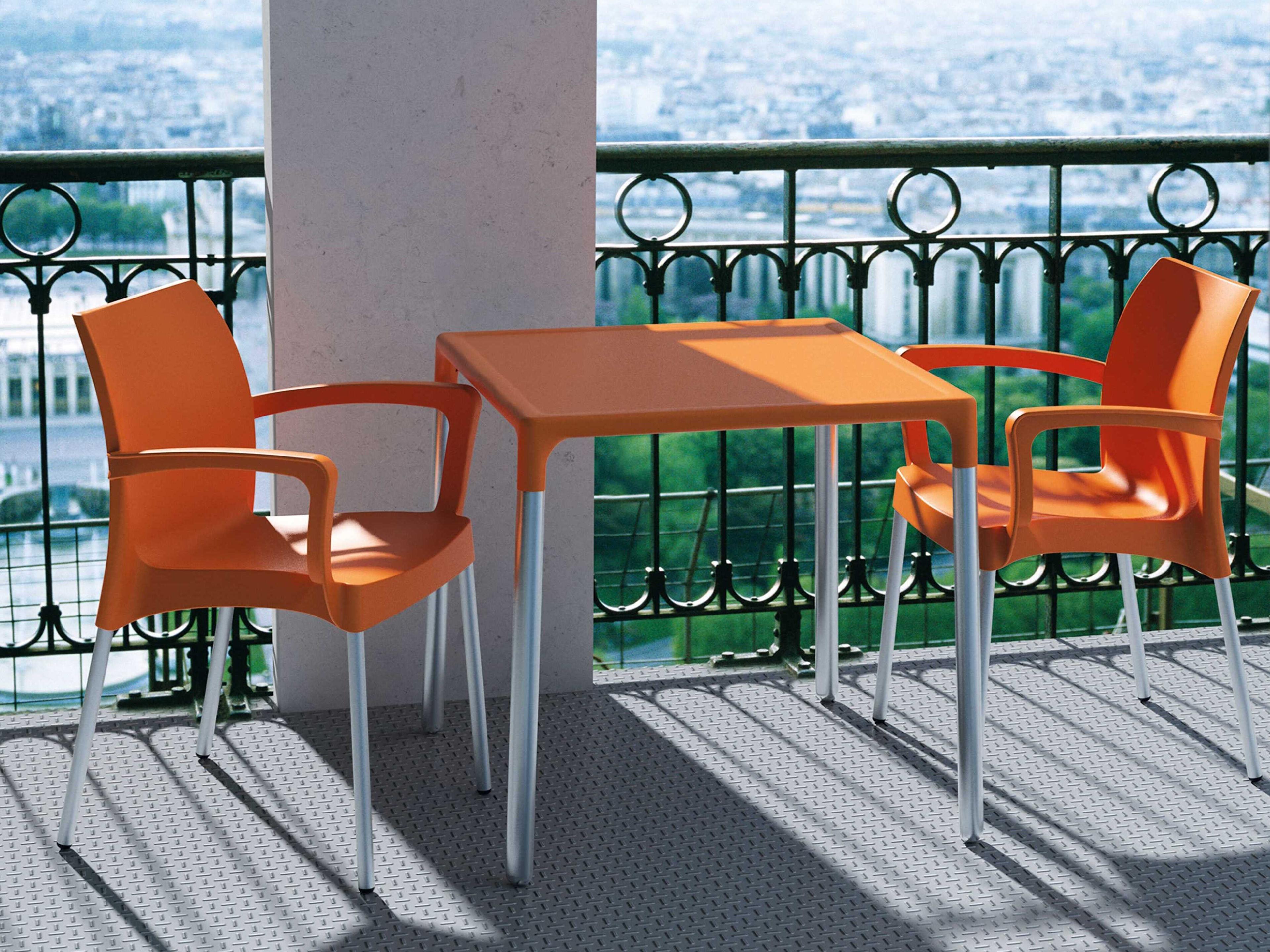 Compamia Mango Orange Aluminum Square Dining Table