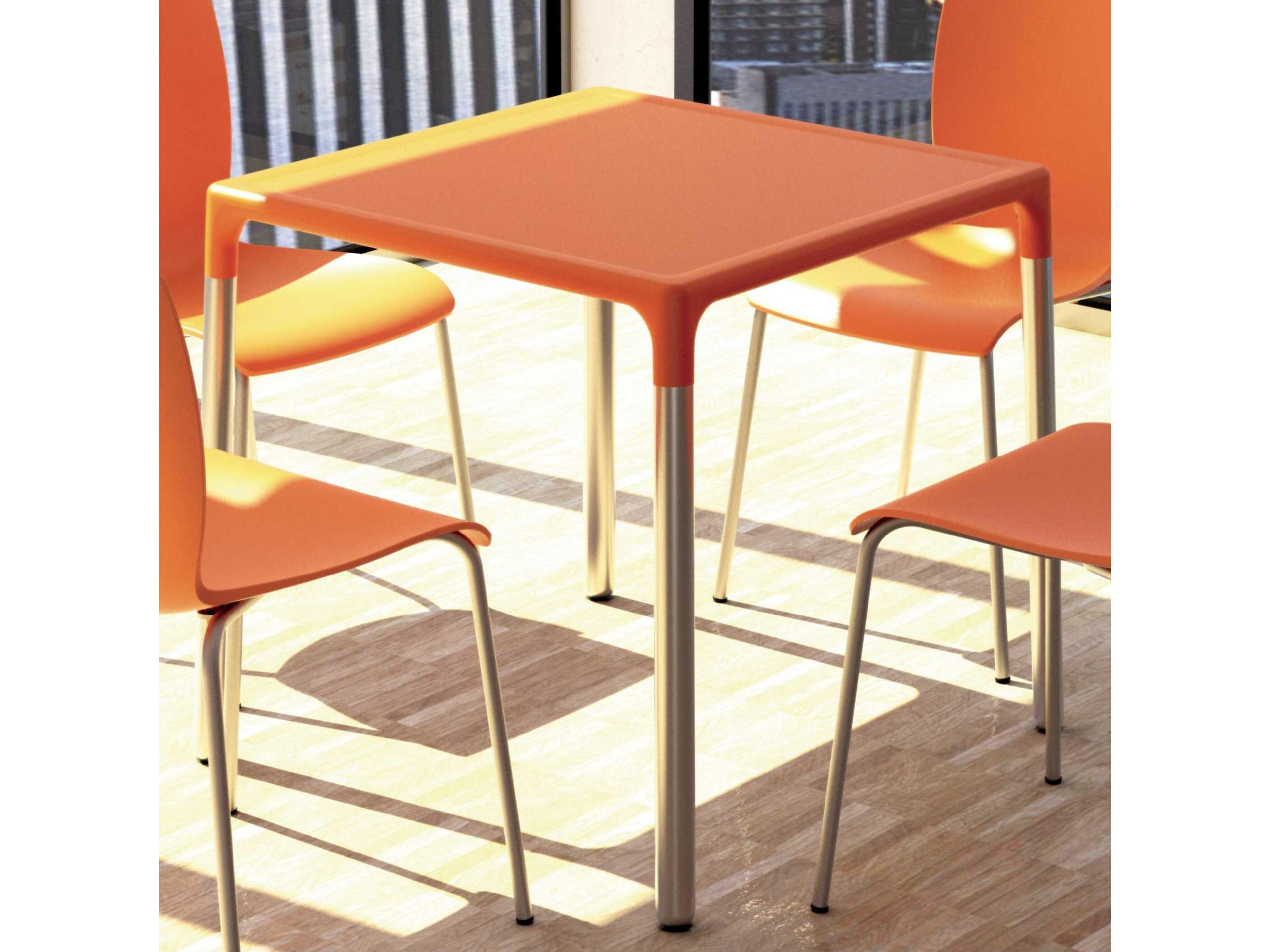 Compamia Mango Orange Aluminum Square Dining Table