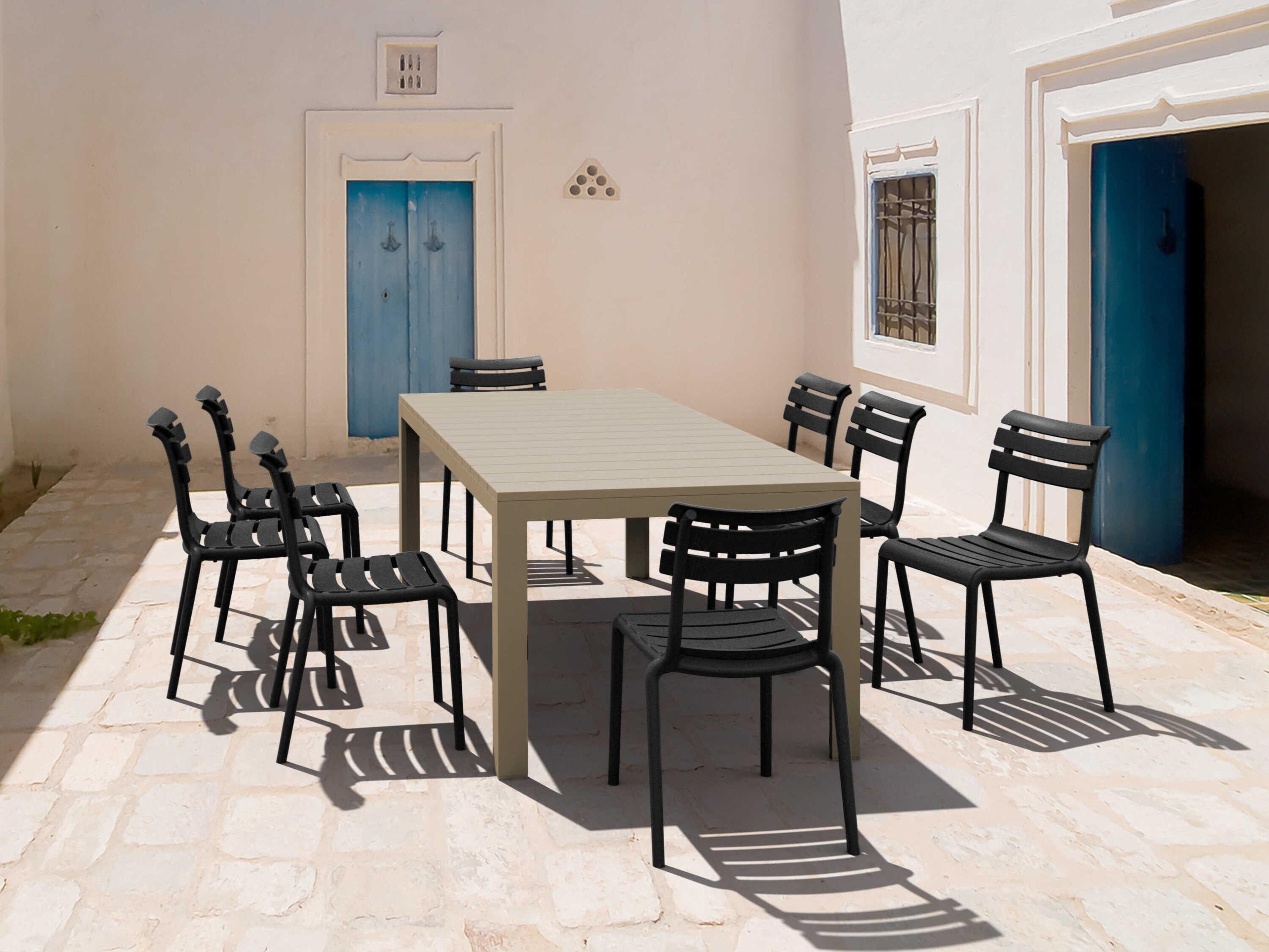 Helen Taupe Black Polypropylene Dining Set