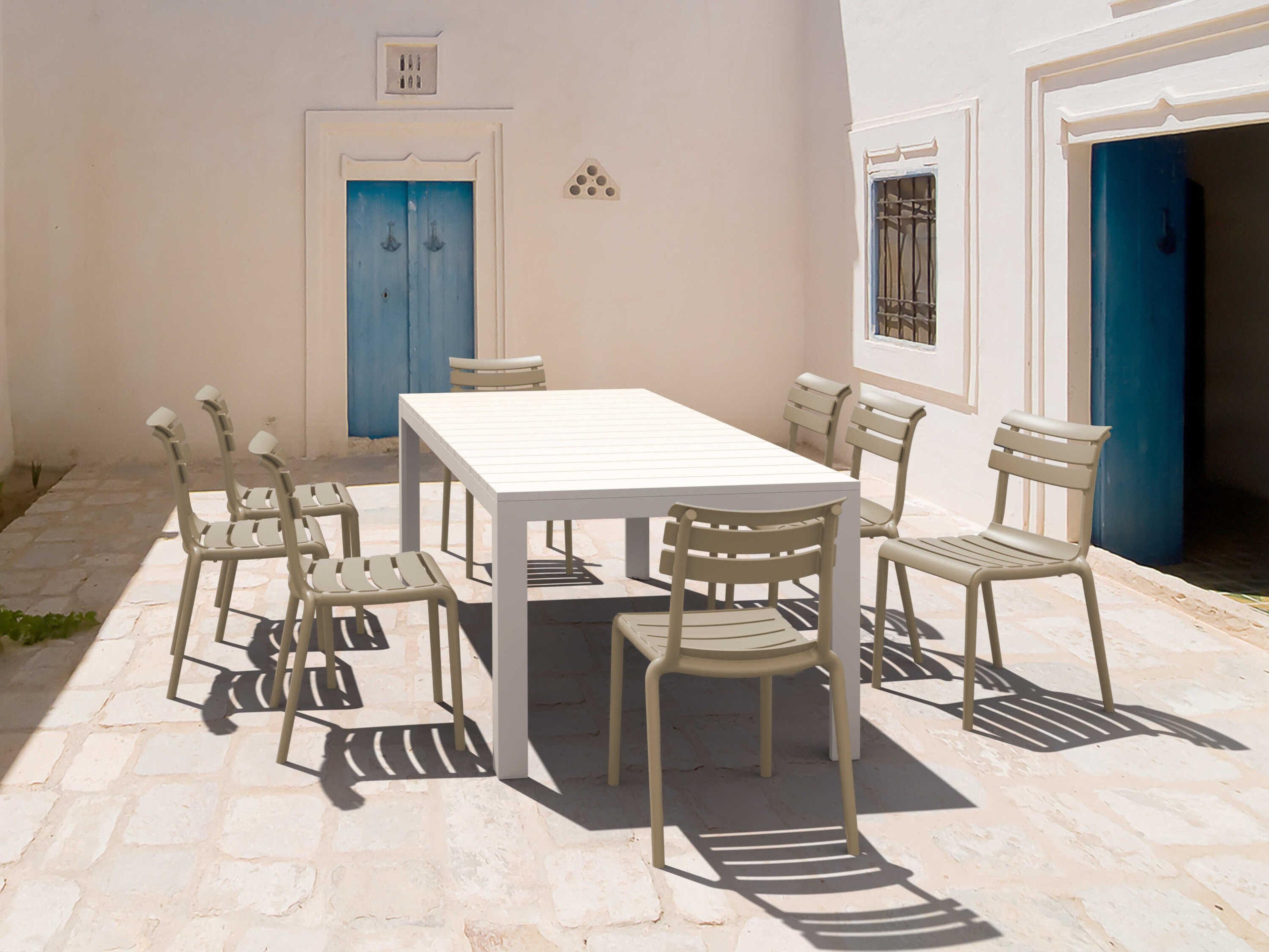 Helen White Taupe Polypropylene Dining Set