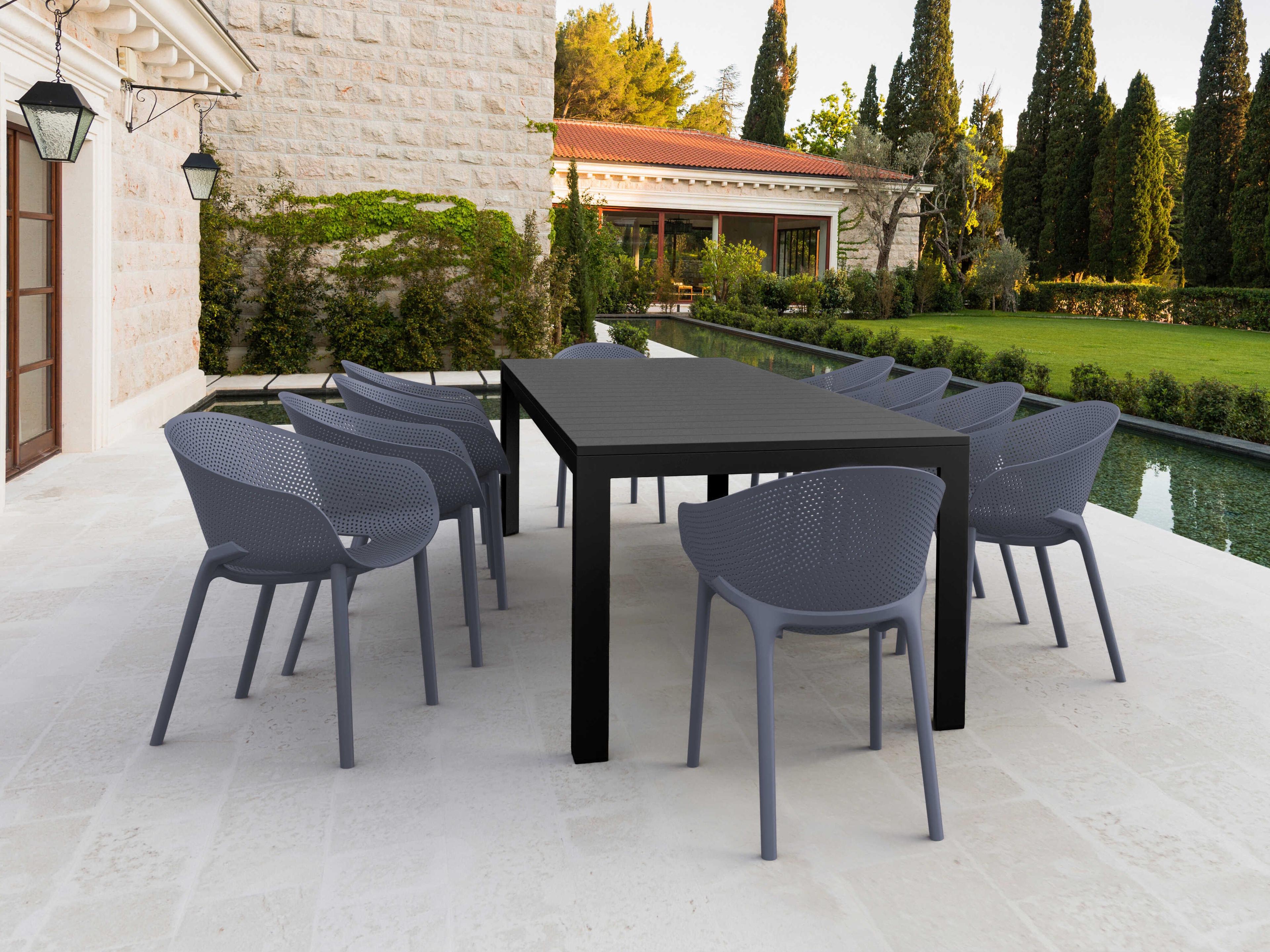 Sky Black Dark Gray Polypropylene Dining Set