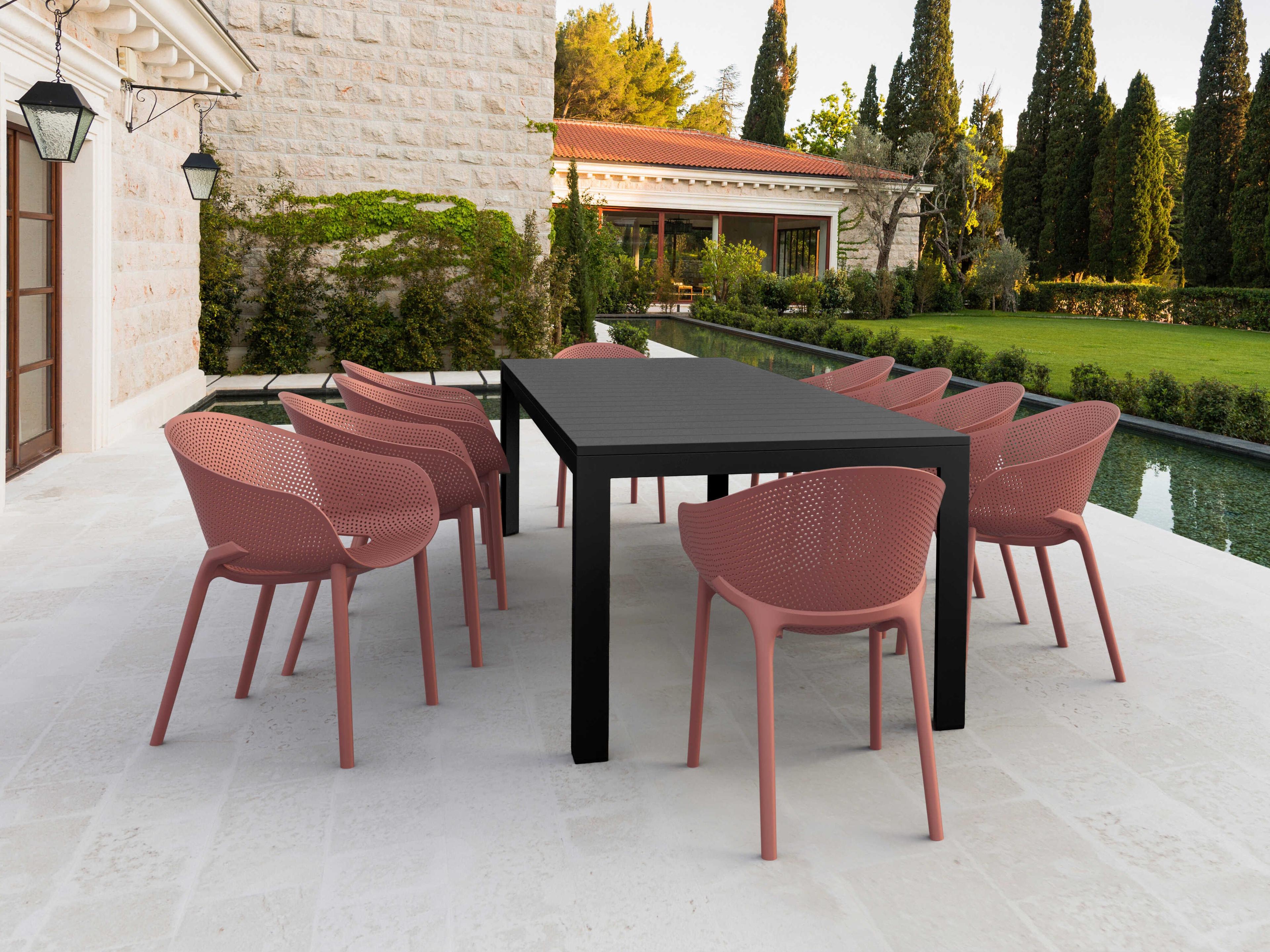 Sky Black Marsala Polypropylene Dining Set