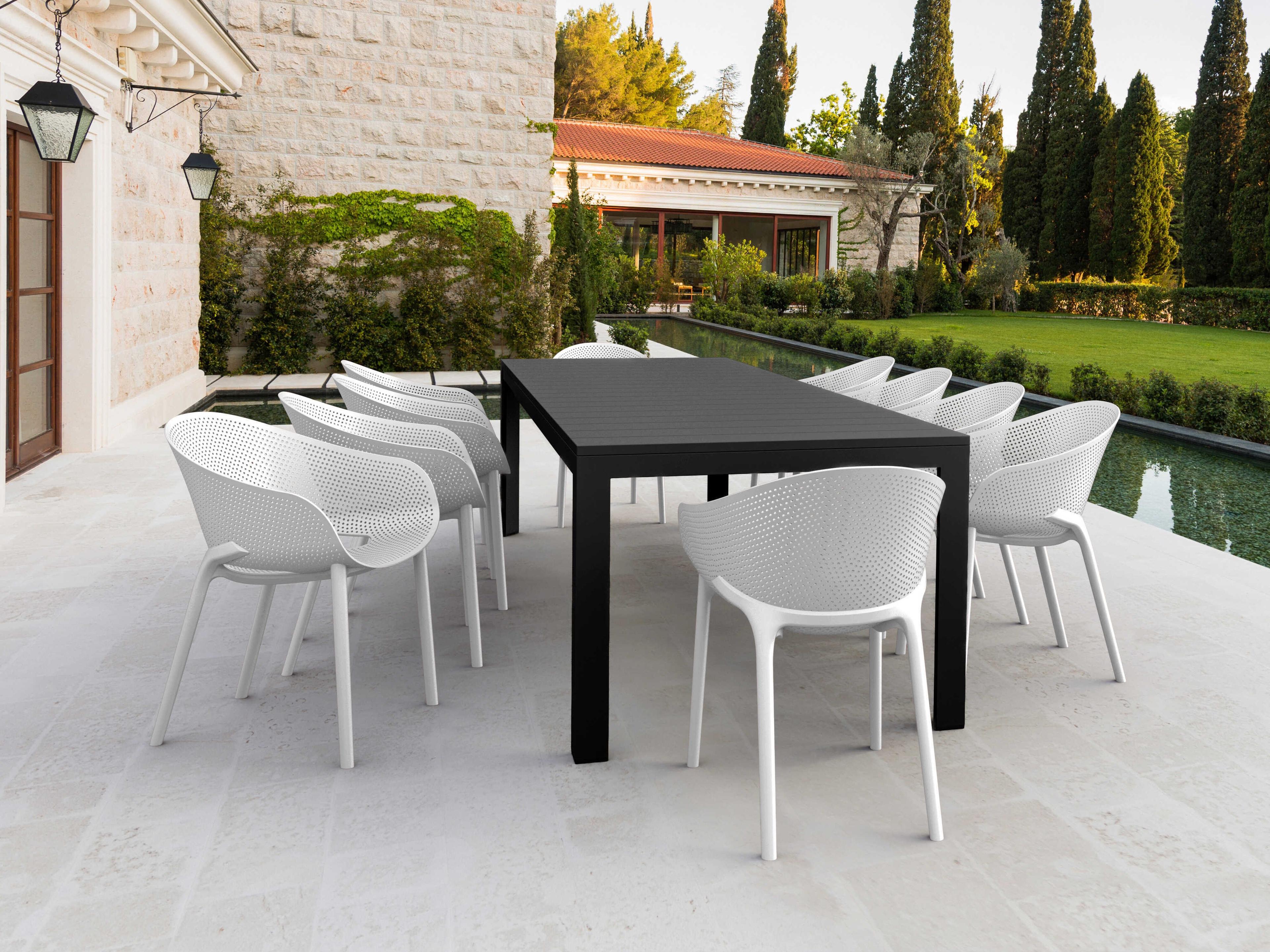 Sky Black White Polypropylene Dining Set