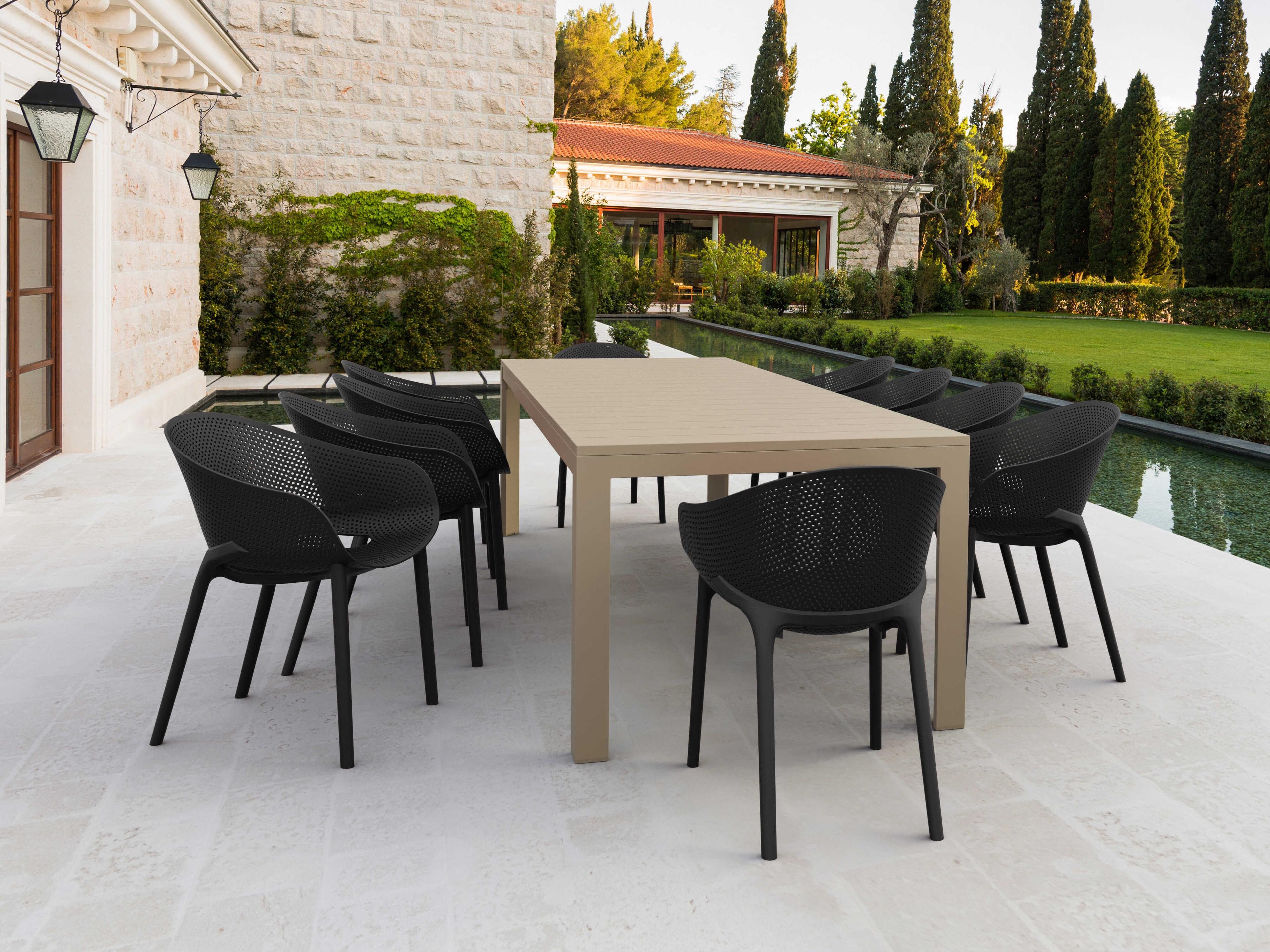 Sky Taupe Black Polypropylene Dining Set