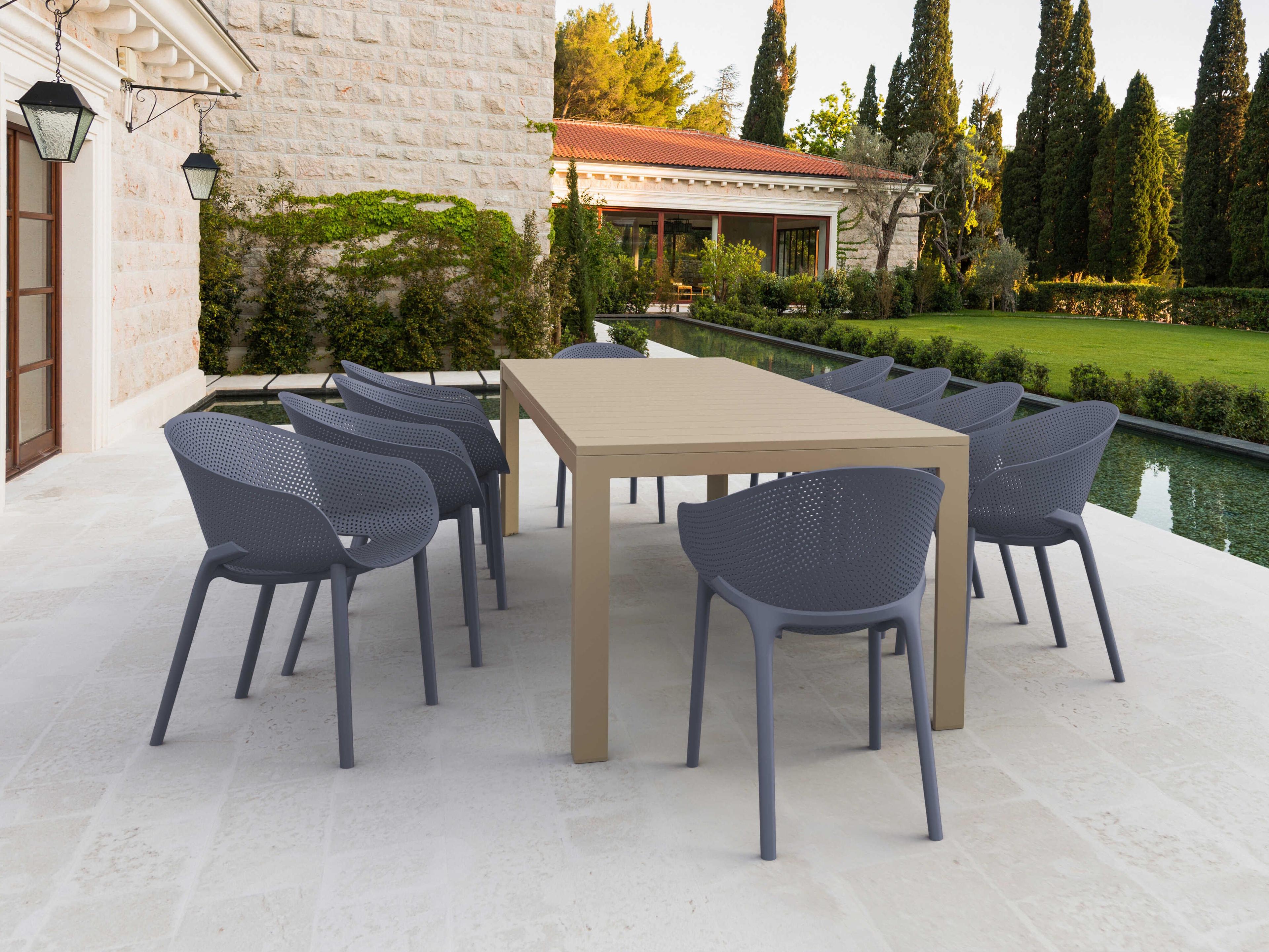 Sky Taupe Dark Gray Polypropylene Dining Set