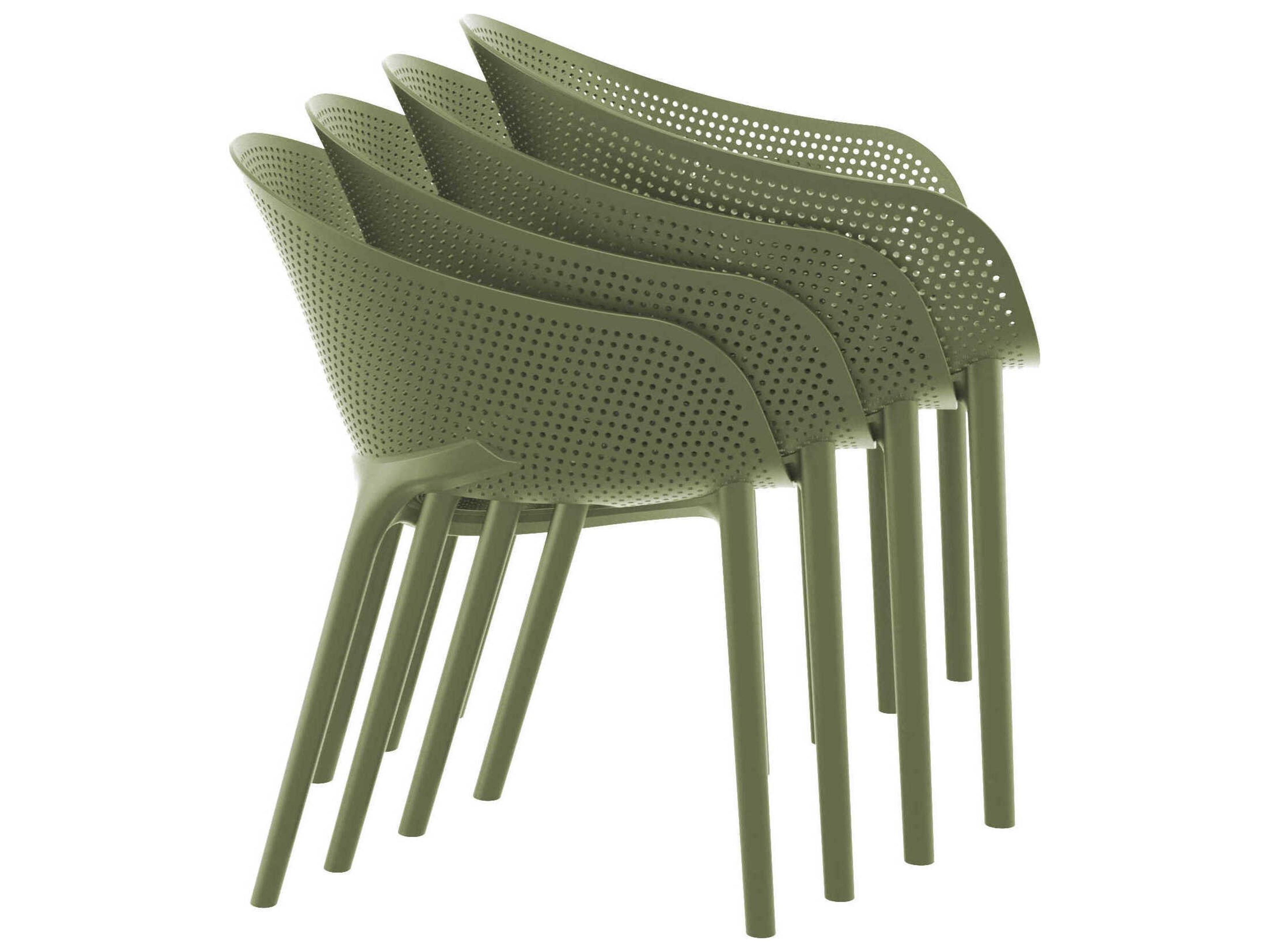 Compamia Sky Taupe Olive Green Polypropylene Dining Set