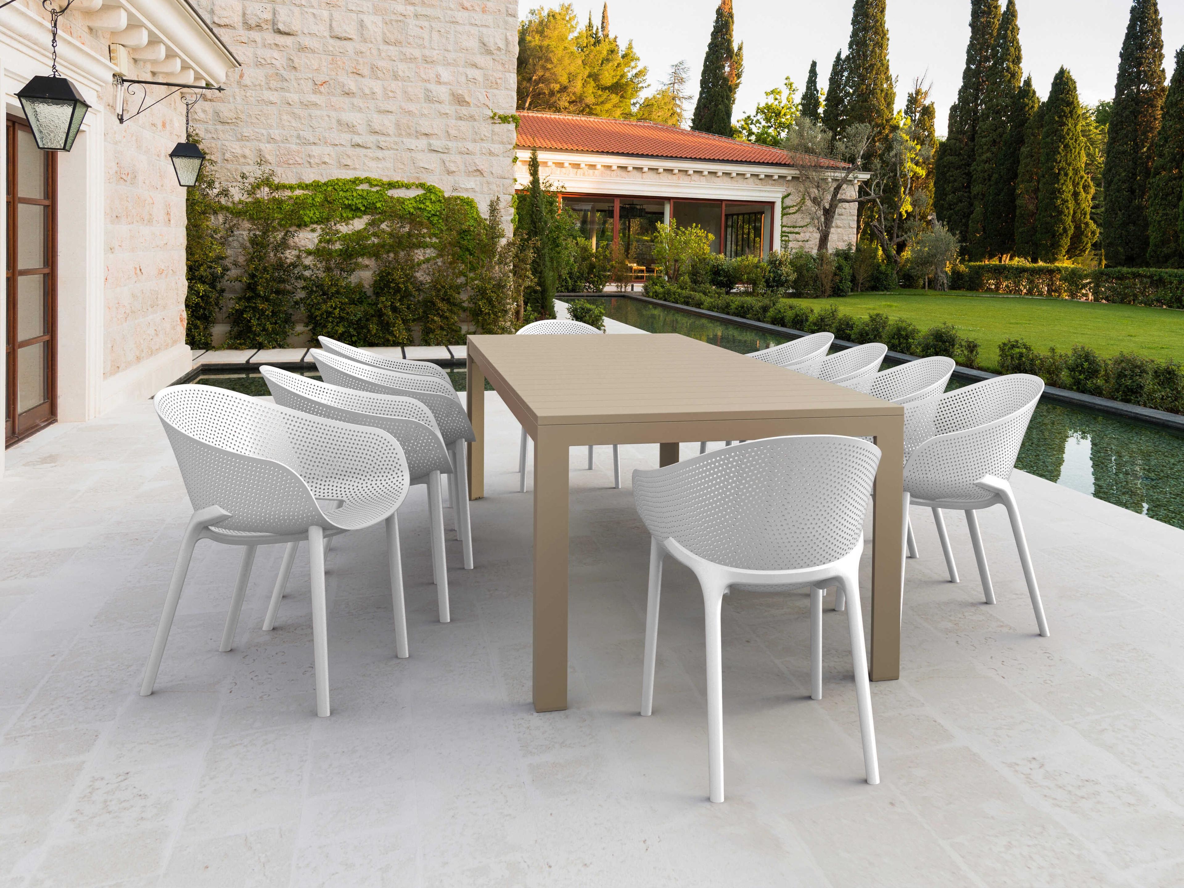 Sky Taupe White Polypropylene Dining Set