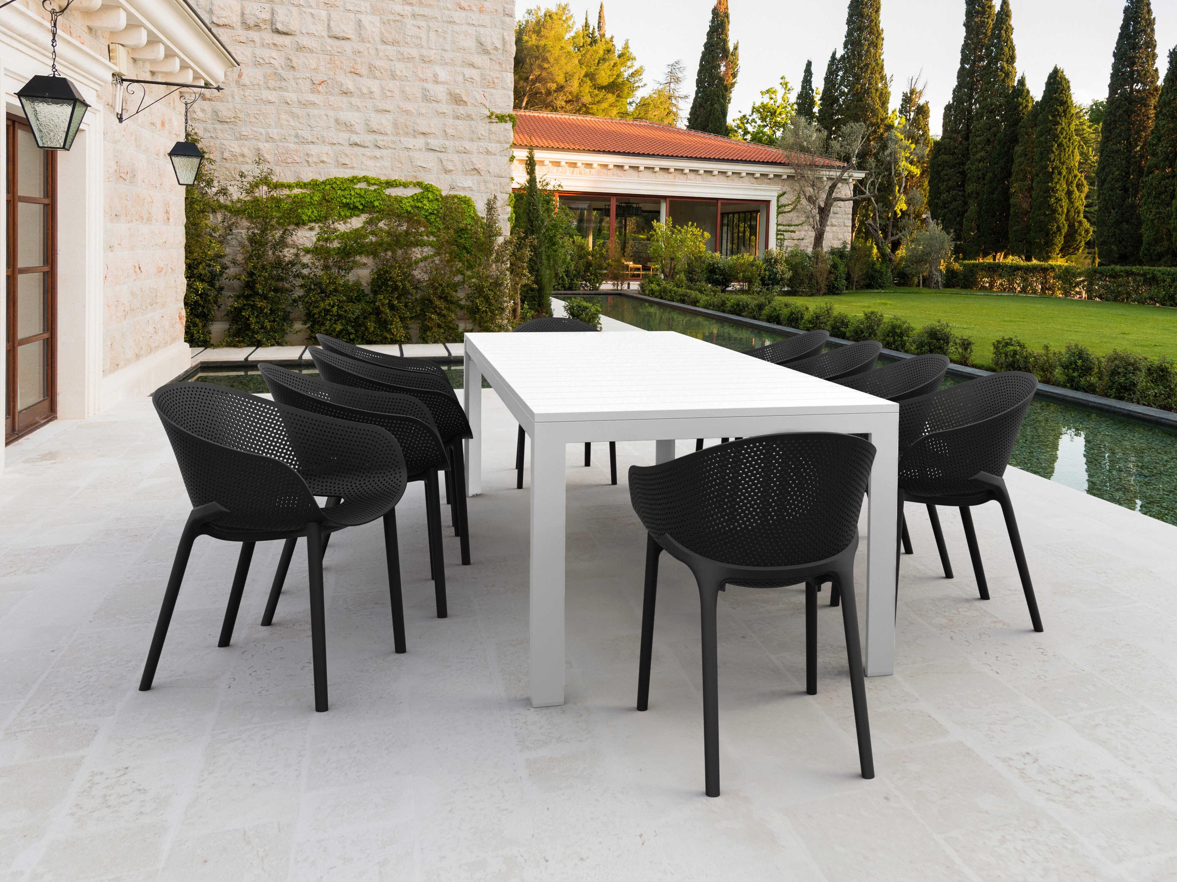 Sky White Black Polypropylene Dining Set