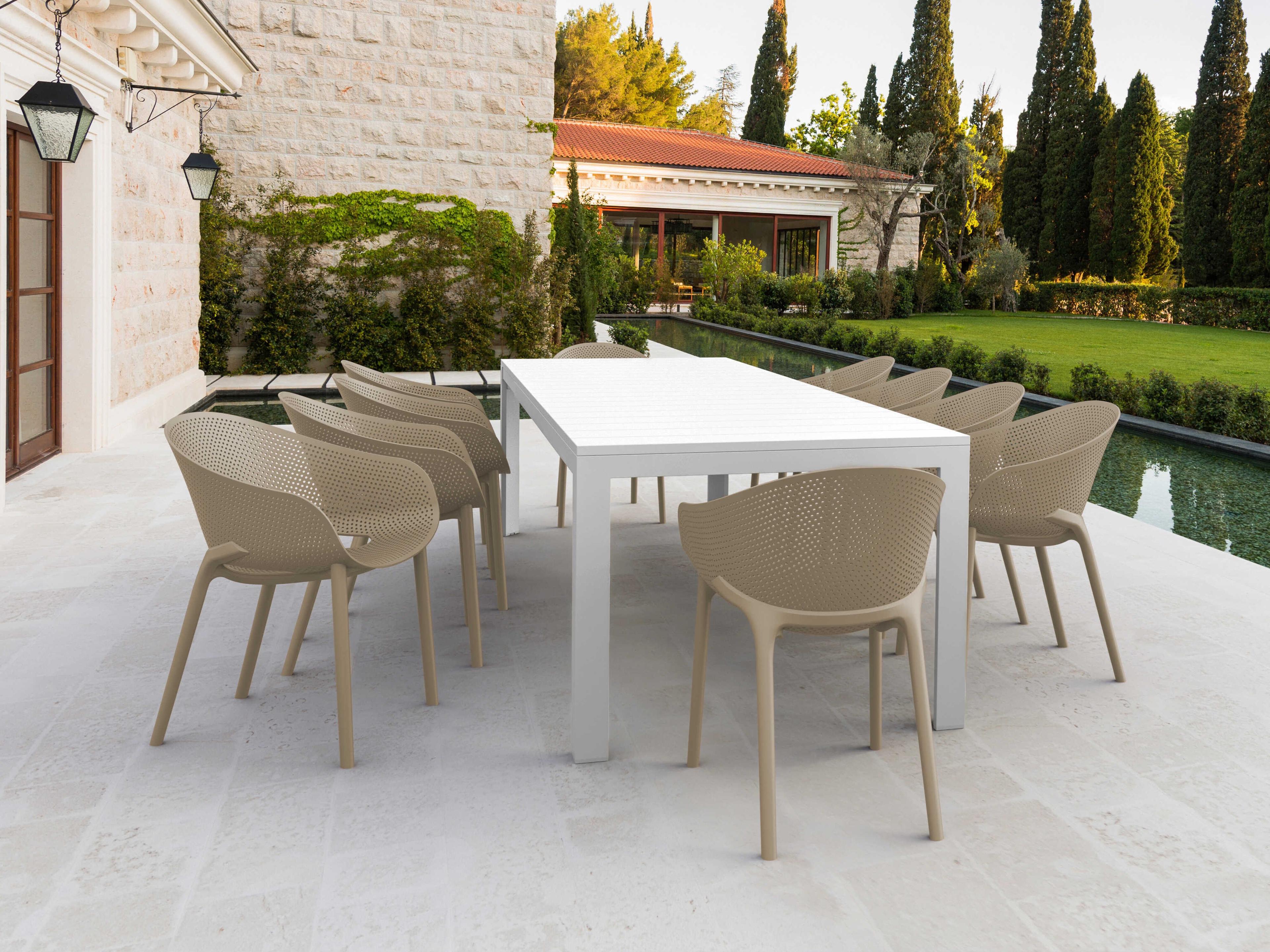 Sky White Taupe Polypropylene Dining Set