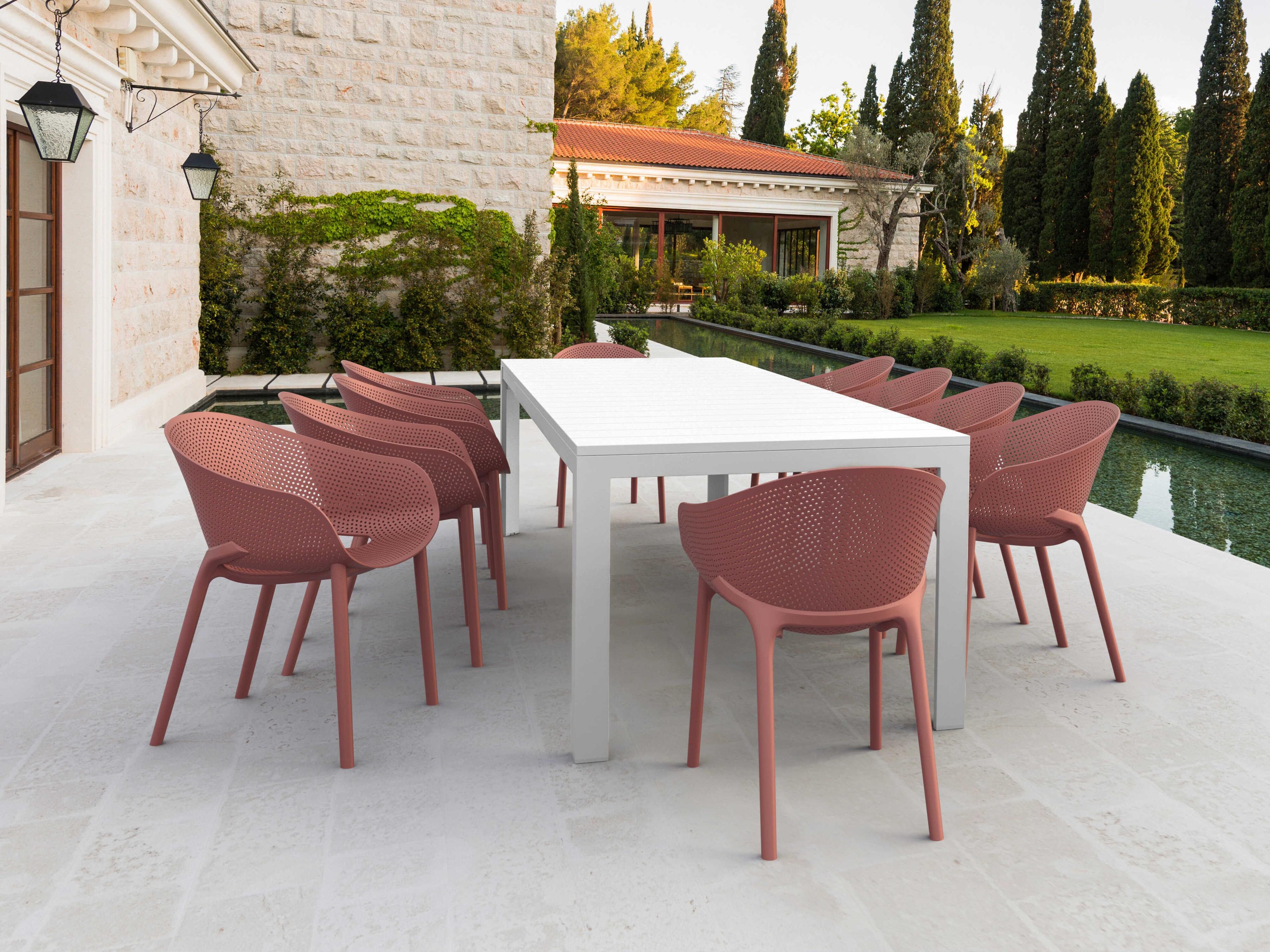 Sky White Marsala Polypropylene Dining Set