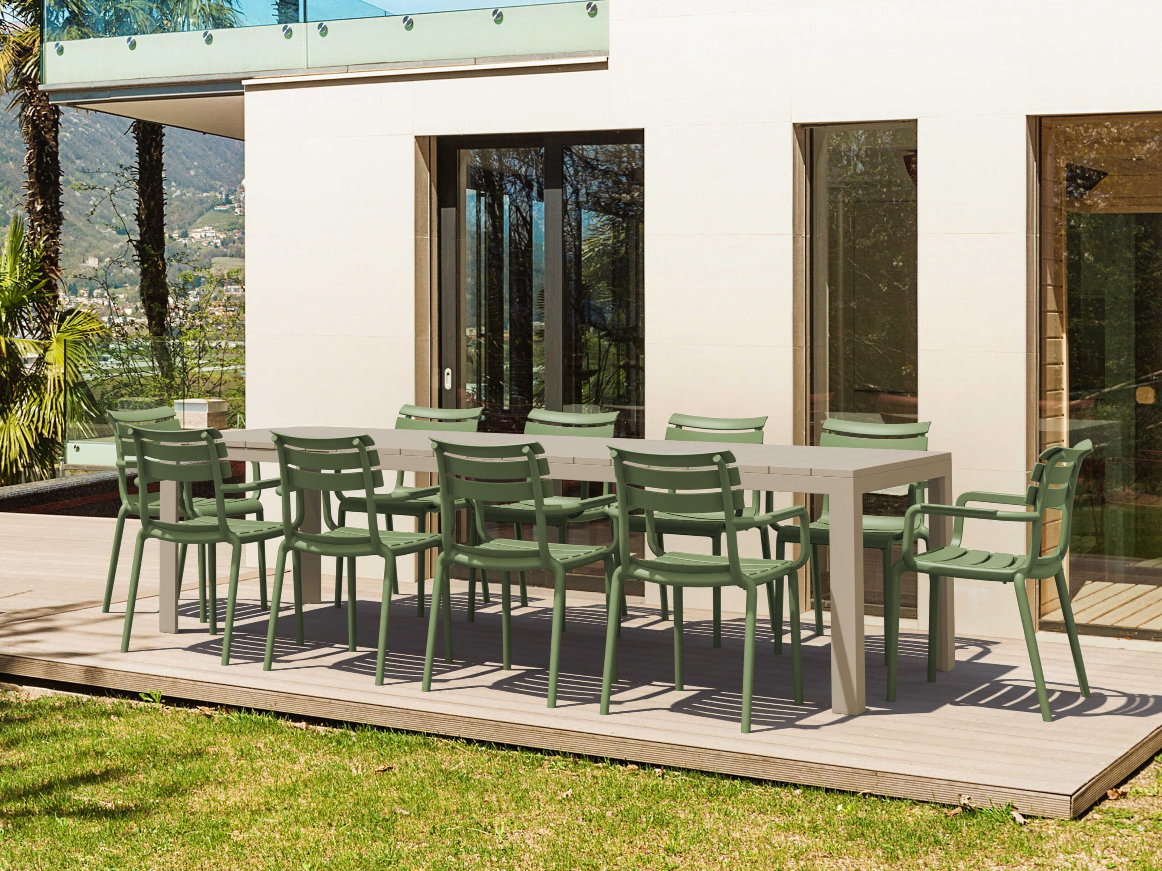 Paris Taupe Olive Green Polypropylene Dining Set