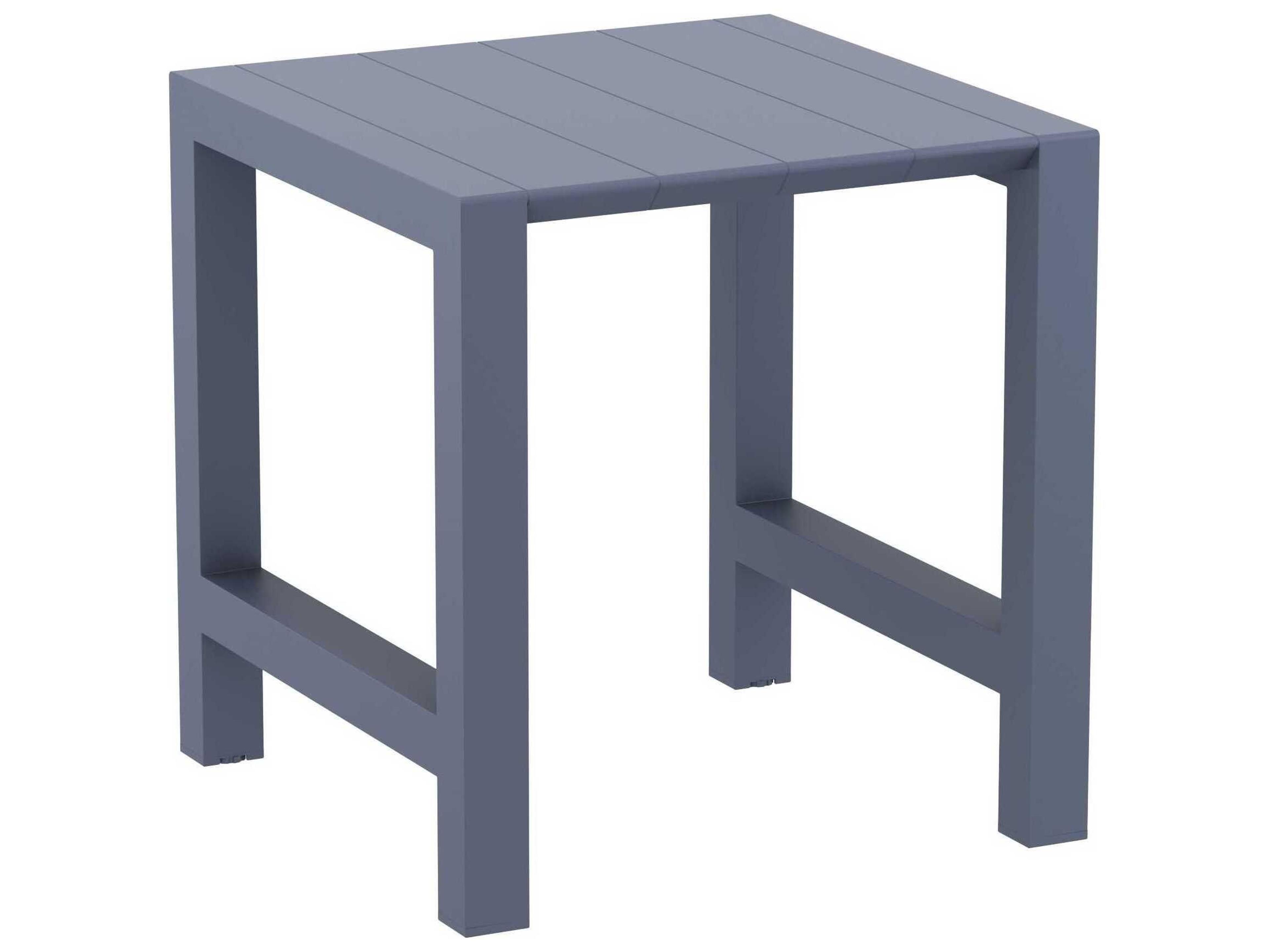 Vegas Dark Gray Polypropylene Square Bar Table