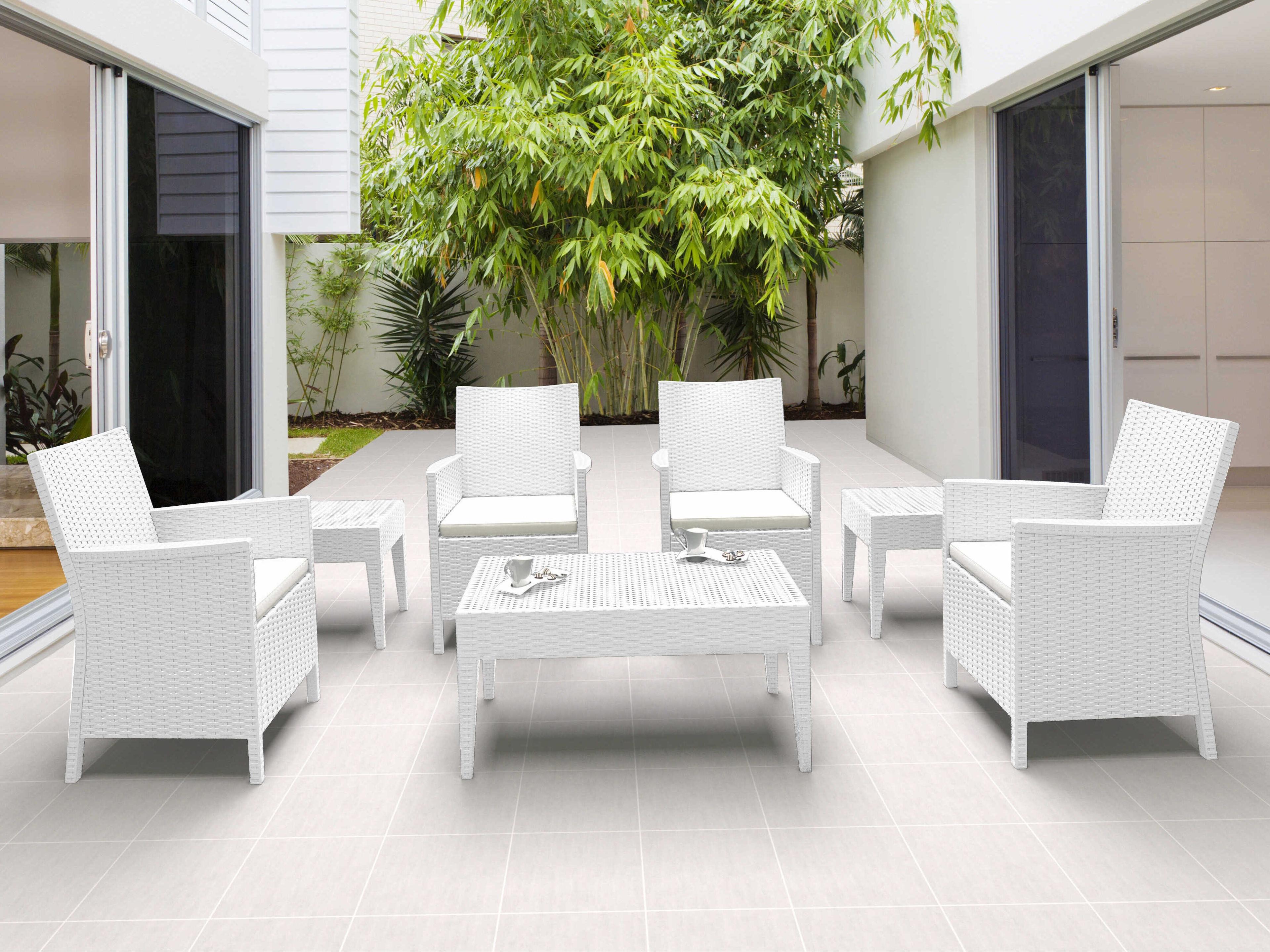 California White Resin Cushion Lounge Set