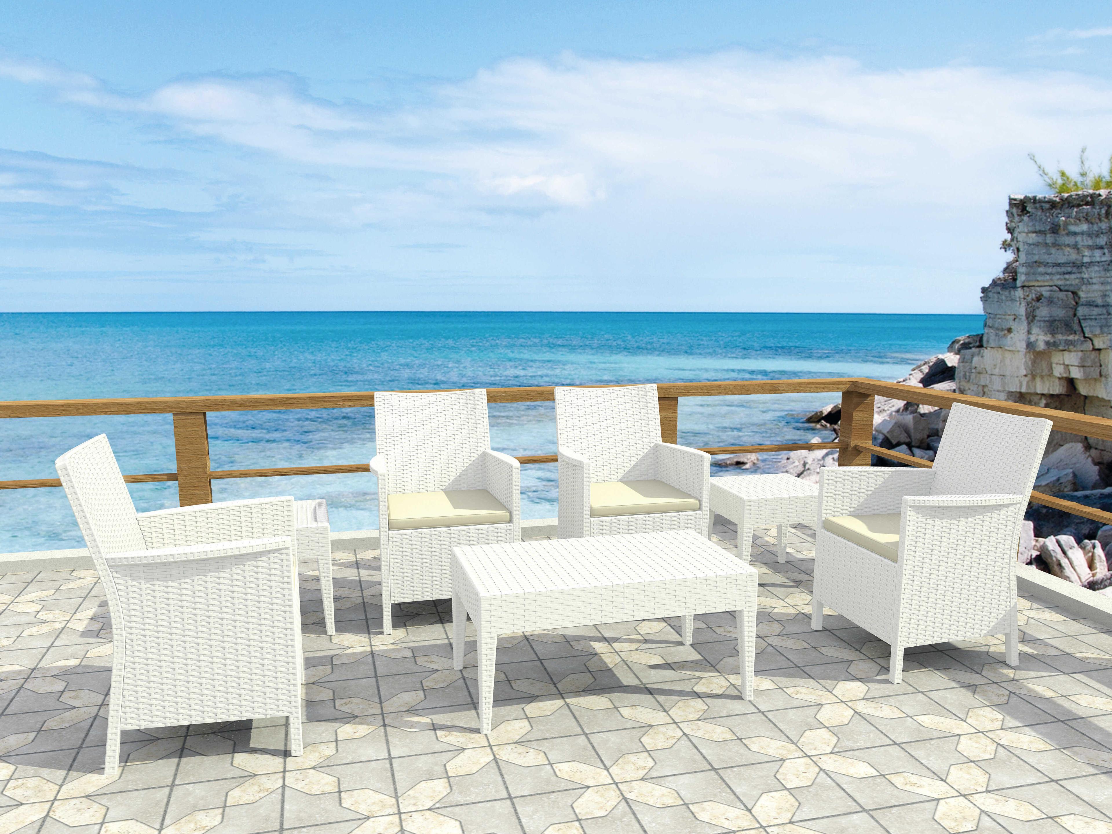 Compamia California White Resin Cushion Lounge Set