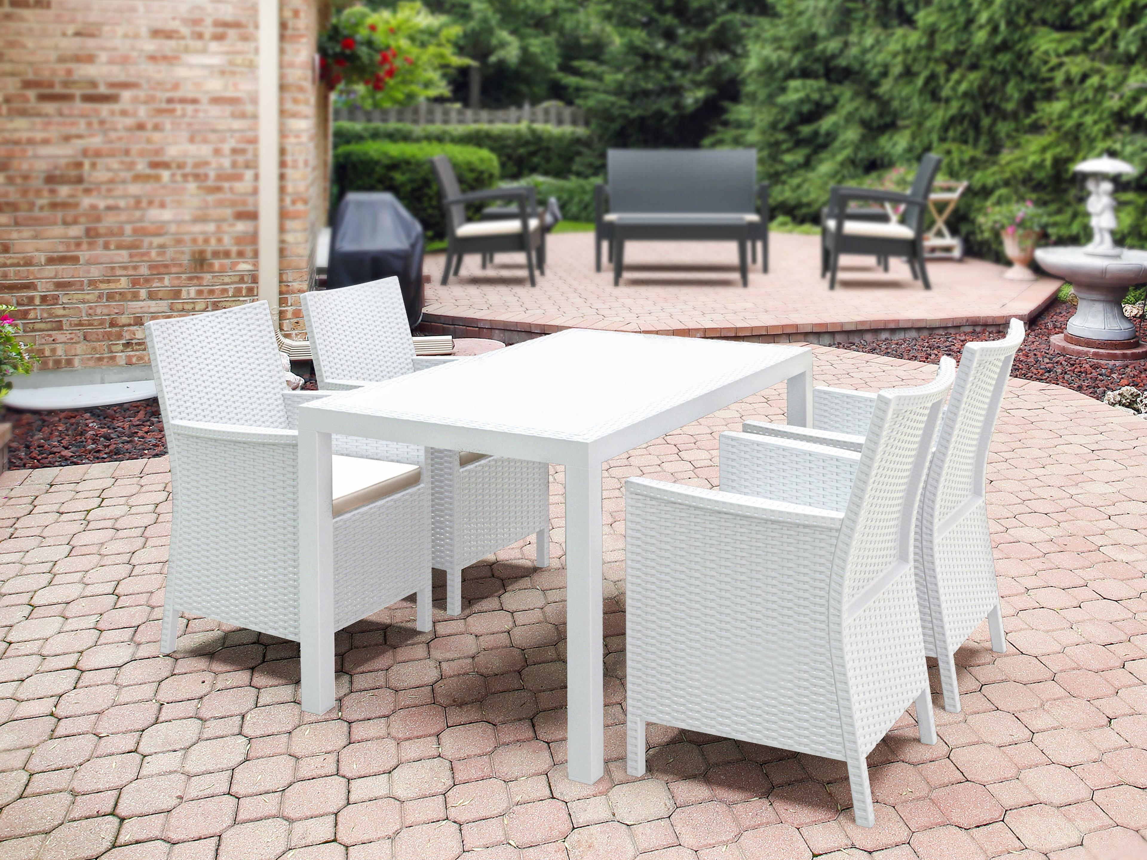 California White Resin Dining Set