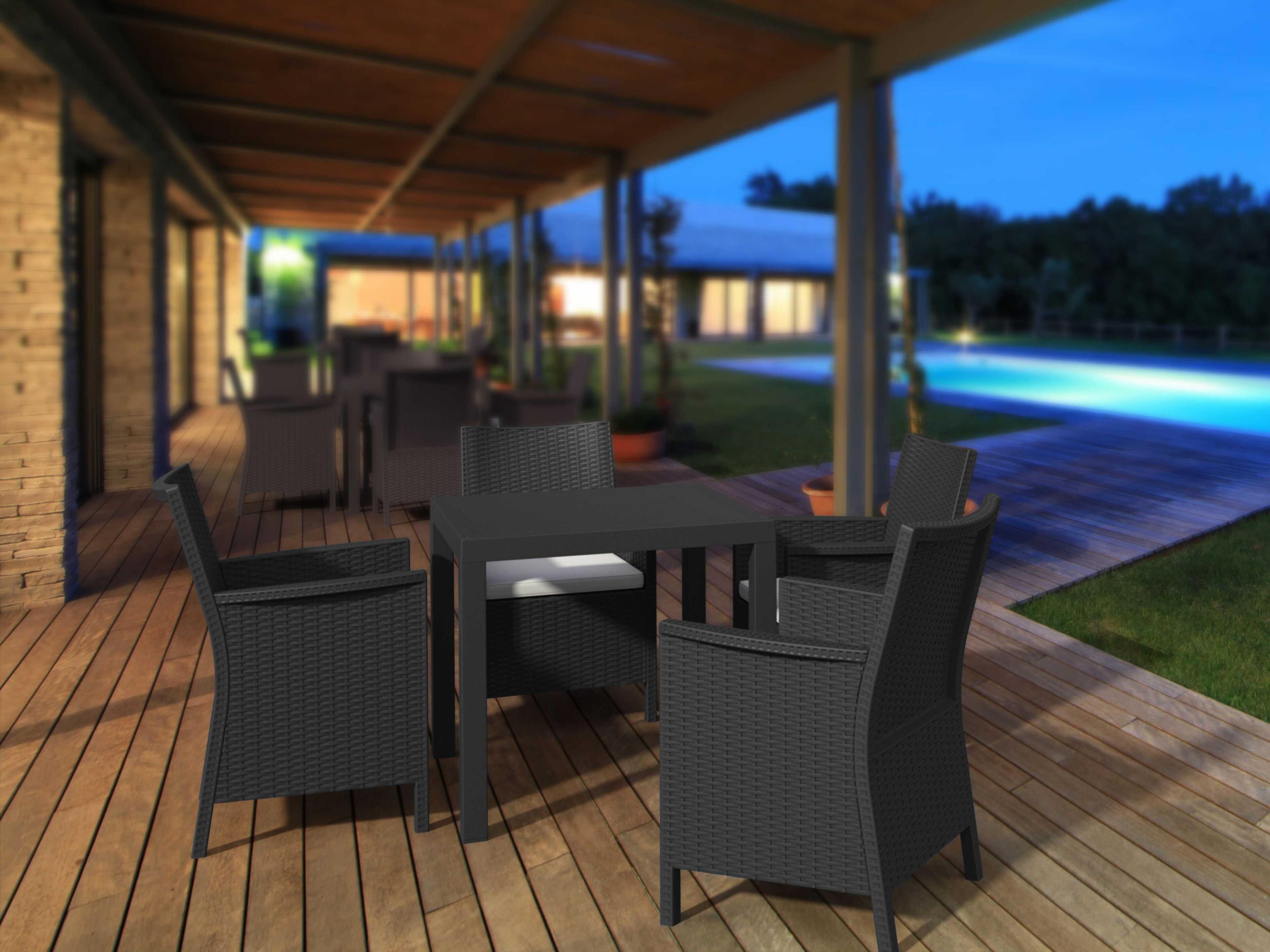 California Dark Gray Resin Dining Set