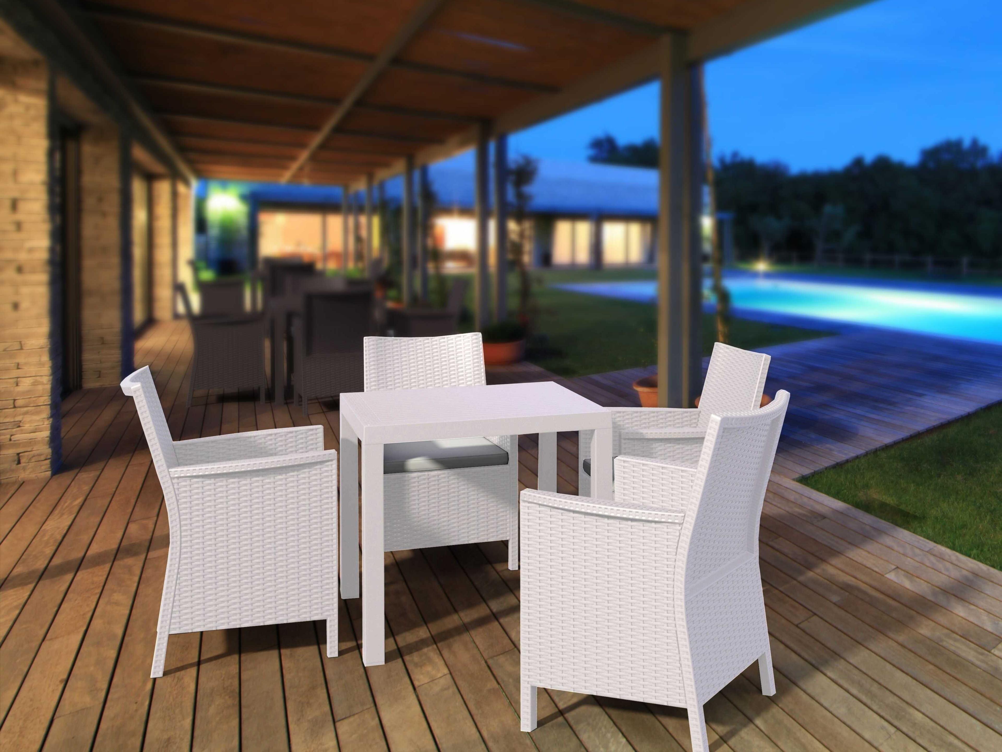California White Resin Dining Set
