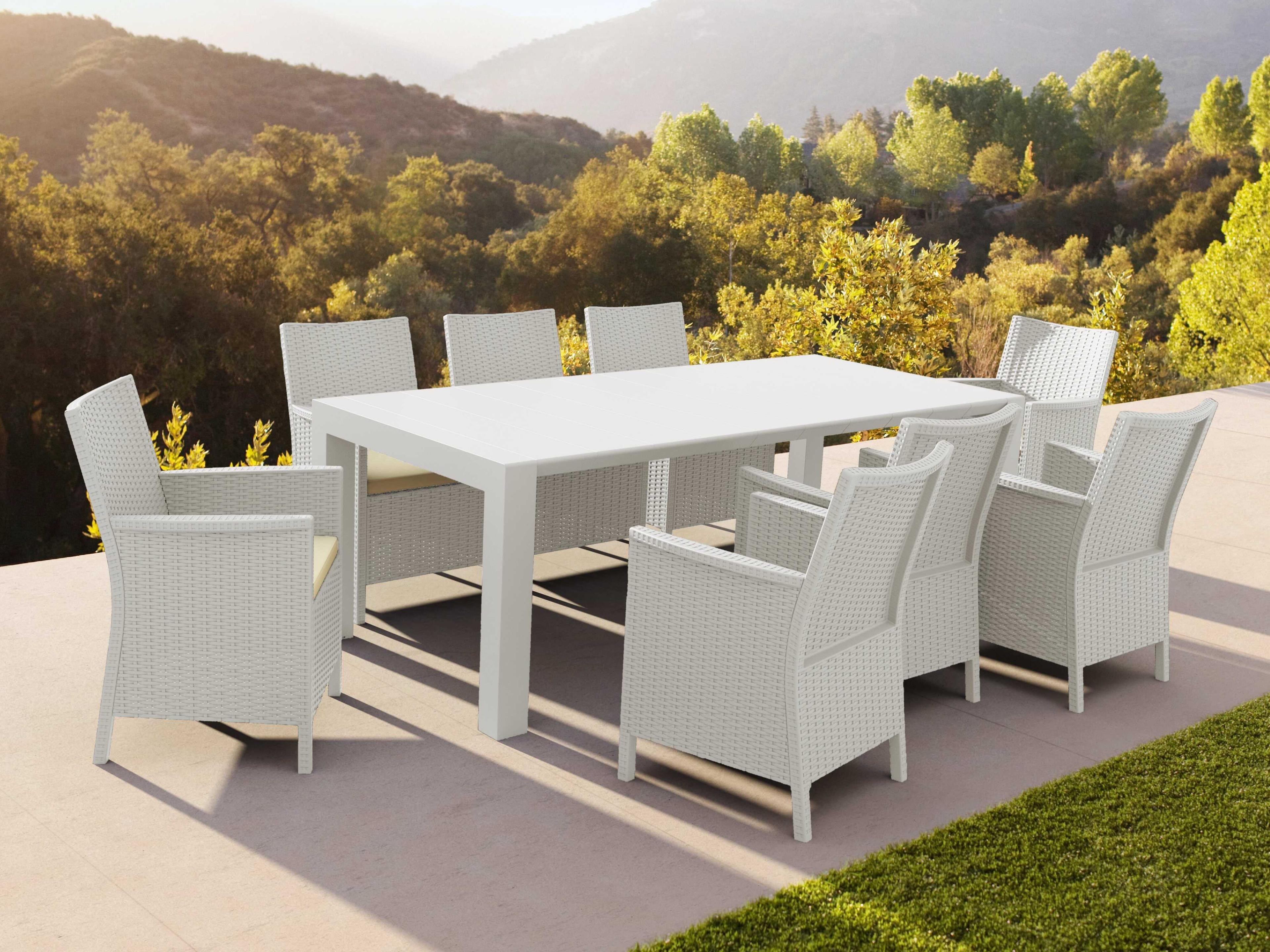 California White Resin Dining Set