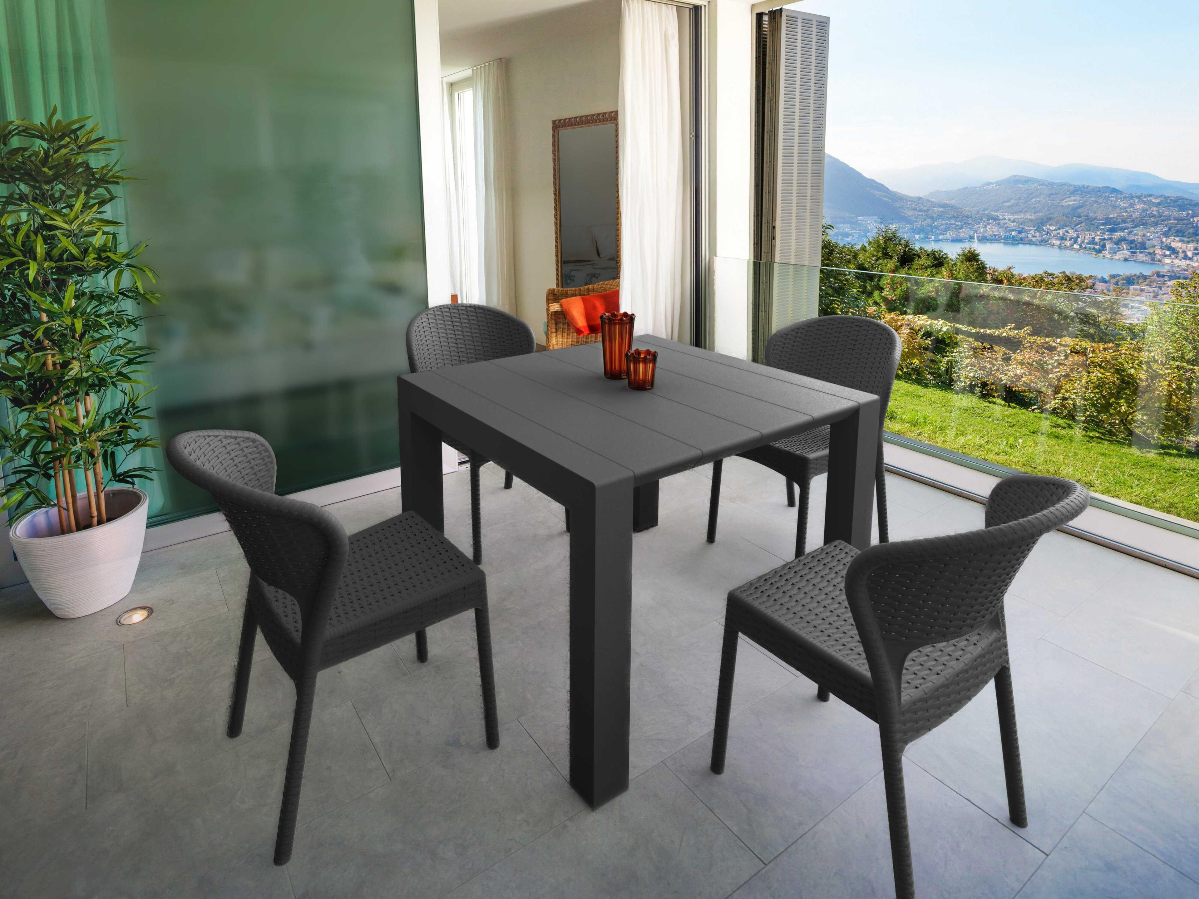 Daytona Dark Gray Resin Dining Set
