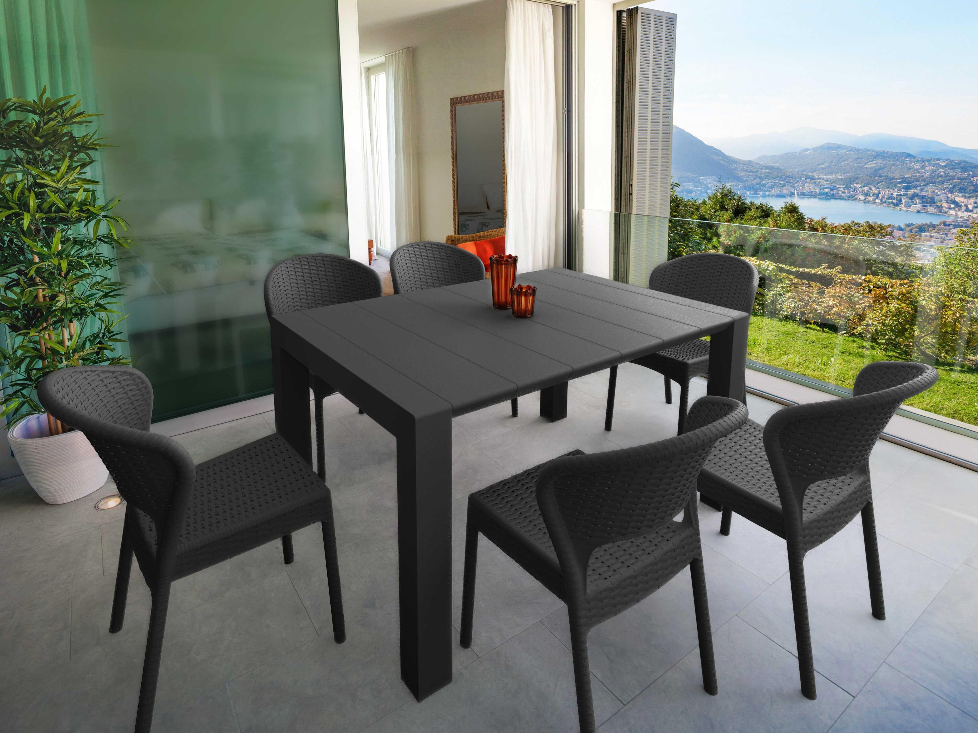Daytona Dark Gray Resin Dining Set
